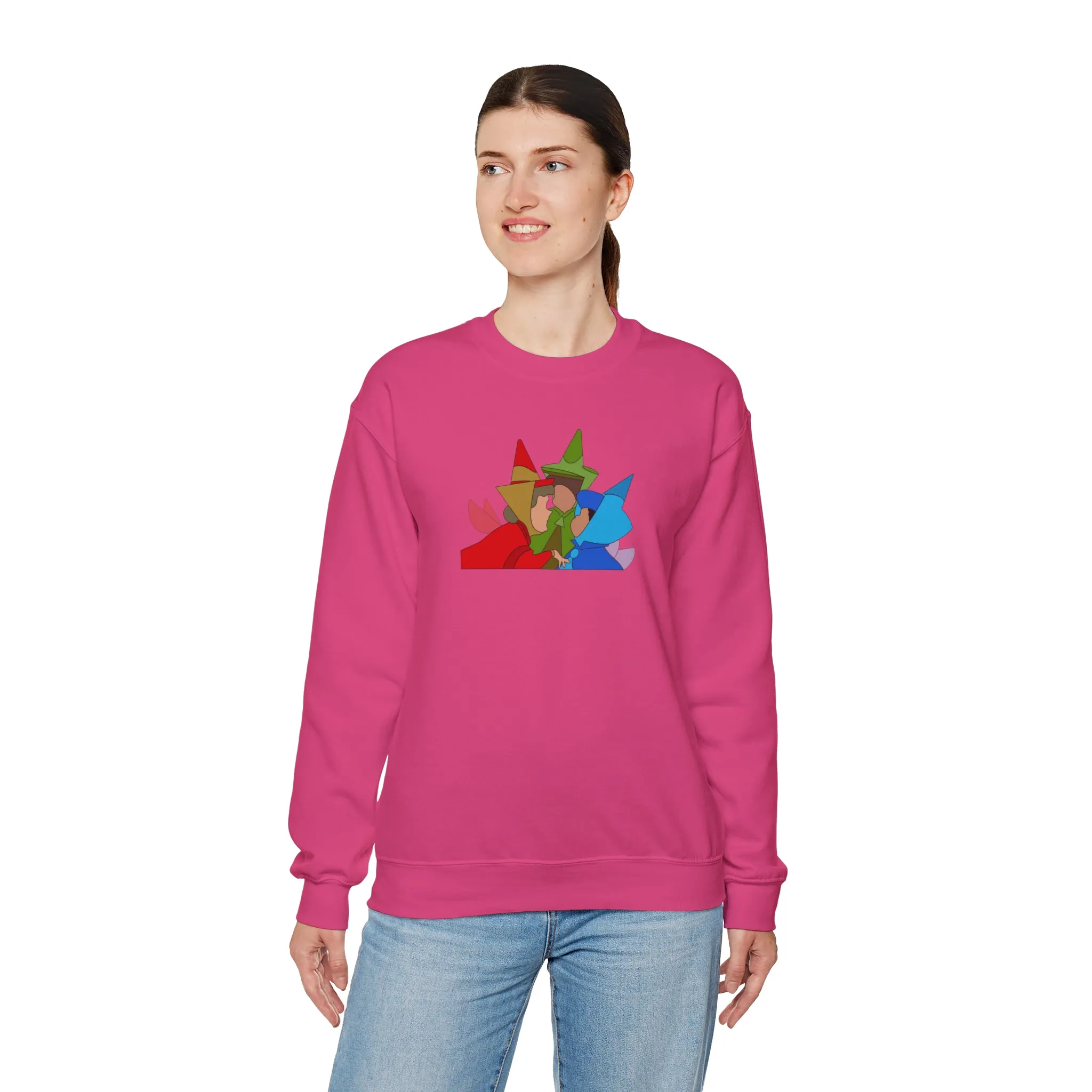 Sleeping Beauty Fairies Flora Fauna and Merryweather Unisex Heavy Blend™ Crewneck Sweatshirt