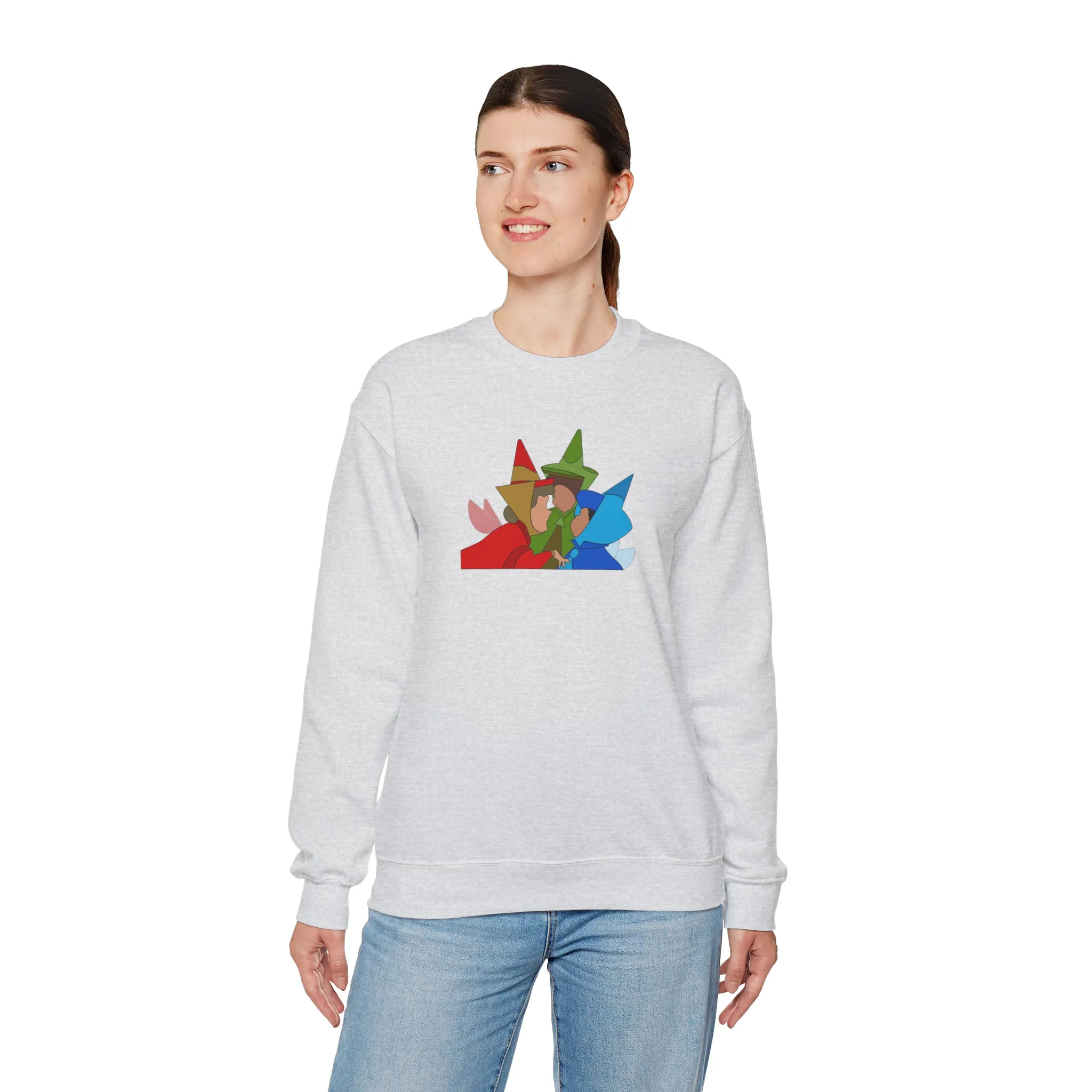 Sleeping Beauty Fairies Flora Fauna and Merryweather Unisex Heavy Blend™ Crewneck Sweatshirt