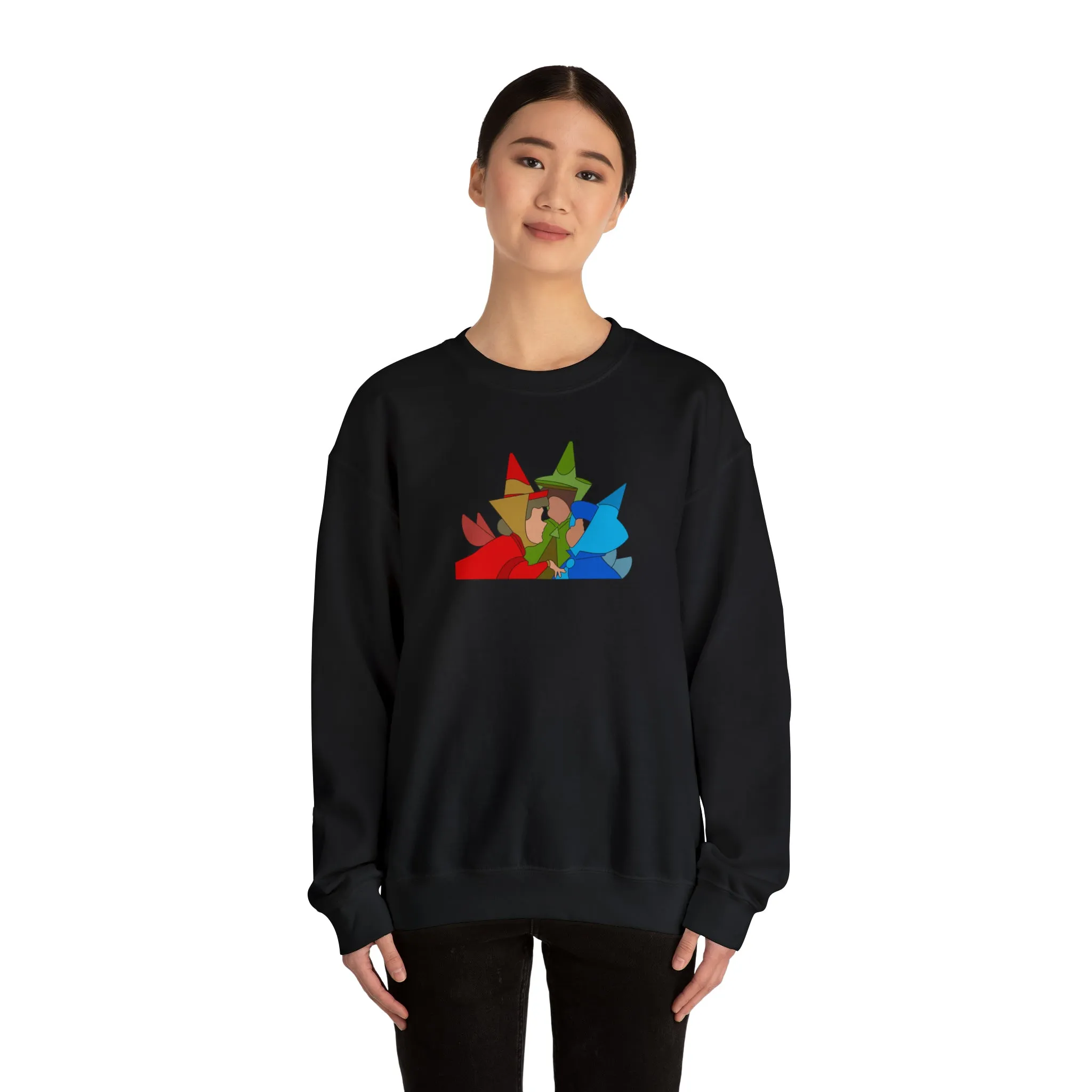 Sleeping Beauty Fairies Flora Fauna and Merryweather Unisex Heavy Blend™ Crewneck Sweatshirt