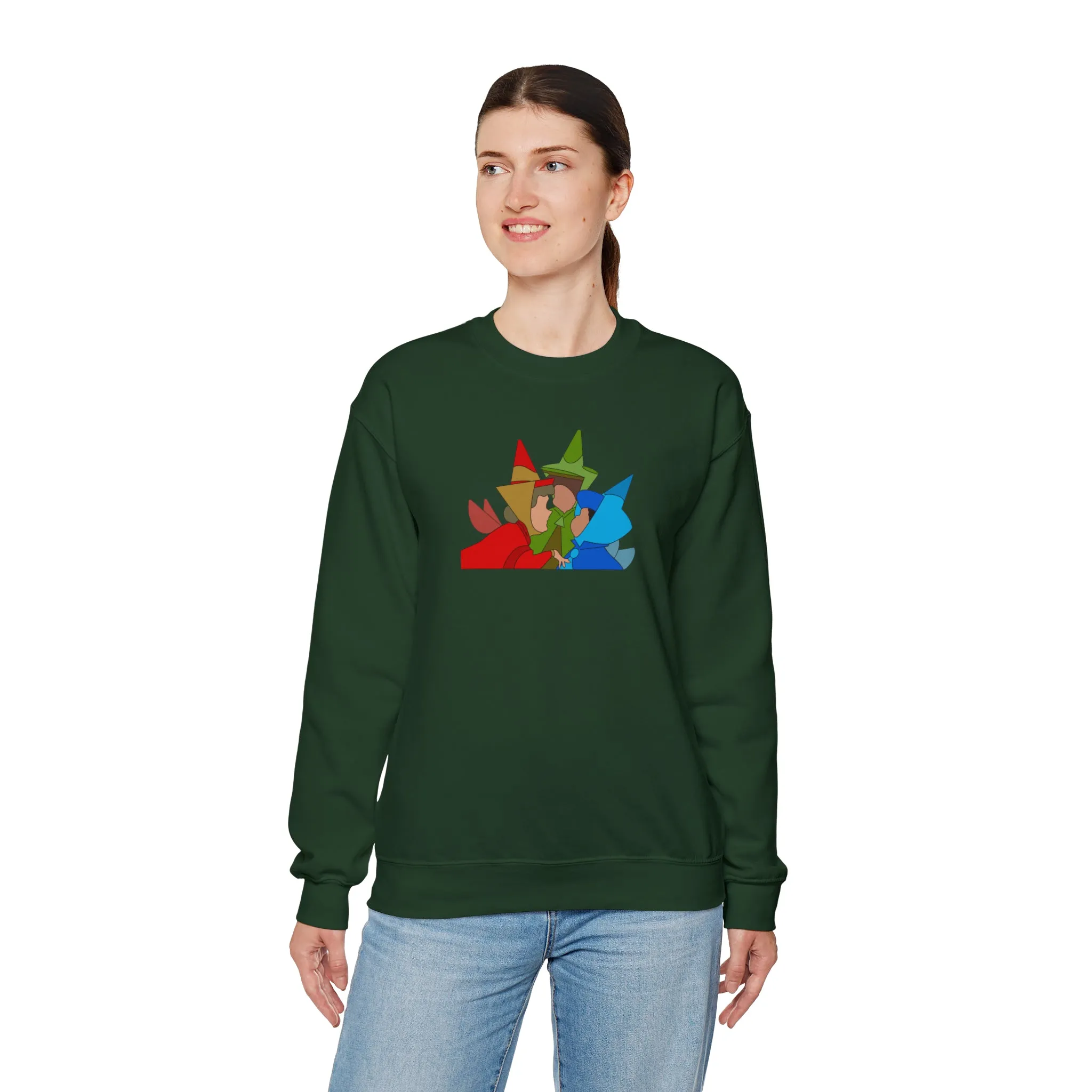 Sleeping Beauty Fairies Flora Fauna and Merryweather Unisex Heavy Blend™ Crewneck Sweatshirt