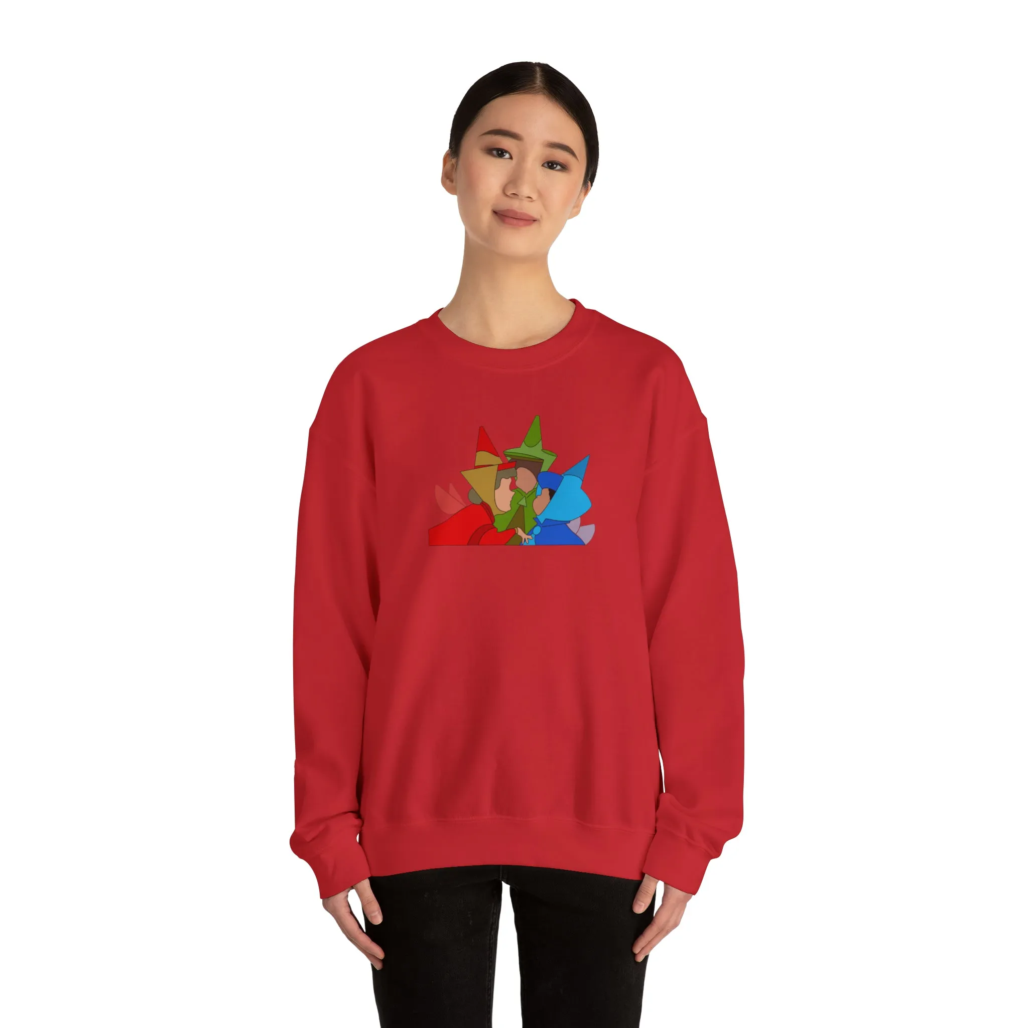 Sleeping Beauty Fairies Flora Fauna and Merryweather Unisex Heavy Blend™ Crewneck Sweatshirt