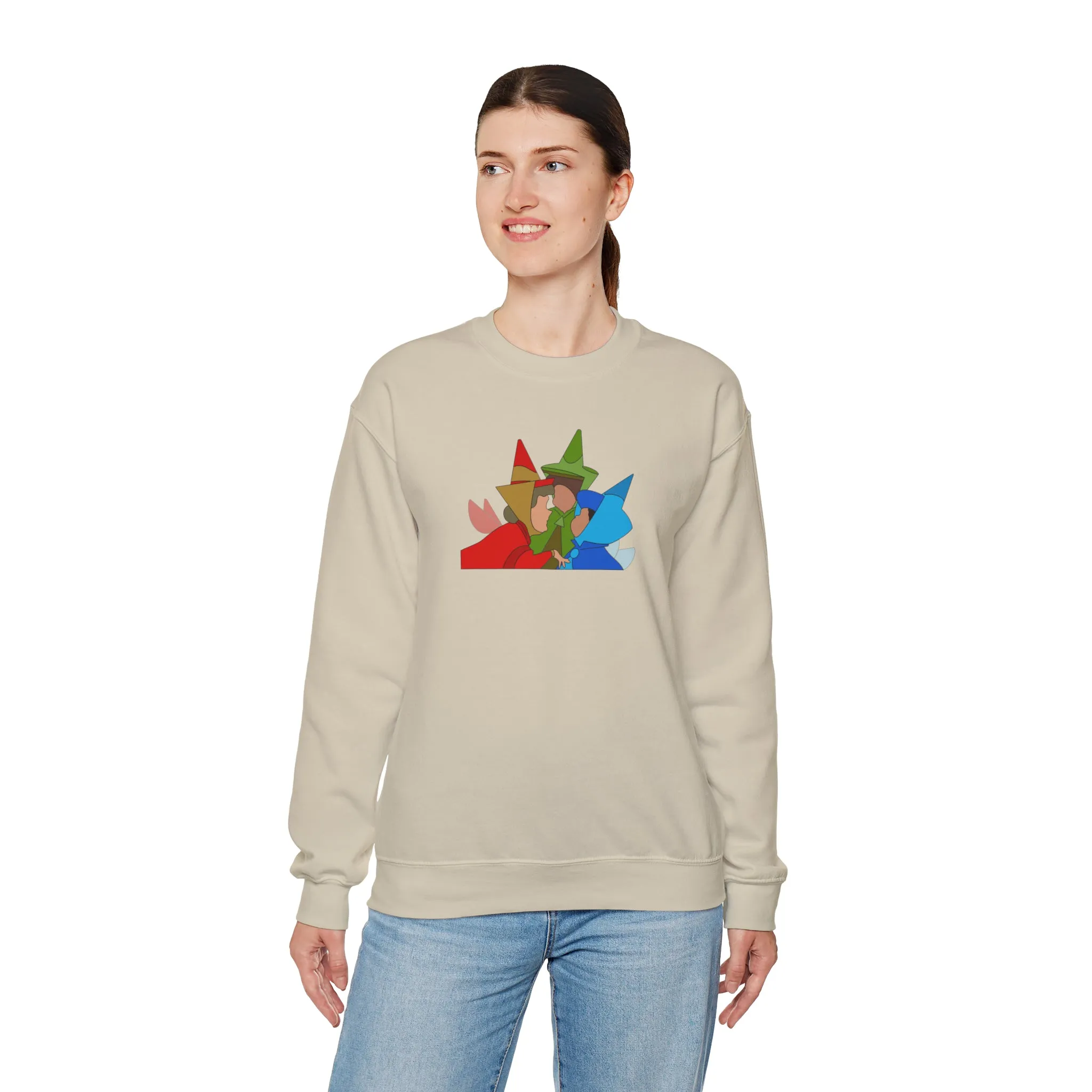 Sleeping Beauty Fairies Flora Fauna and Merryweather Unisex Heavy Blend™ Crewneck Sweatshirt