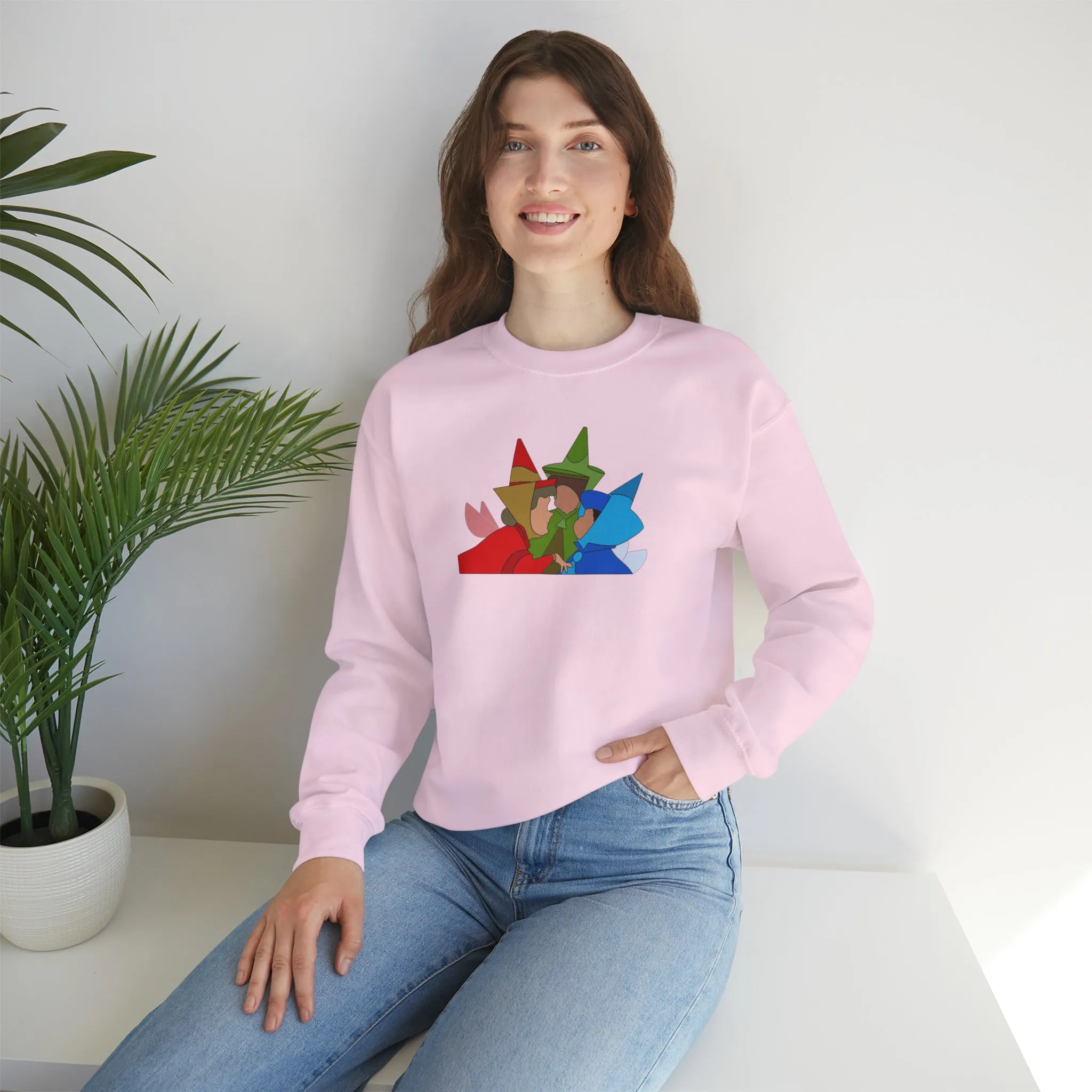 Sleeping Beauty Fairies Flora Fauna and Merryweather Unisex Heavy Blend™ Crewneck Sweatshirt