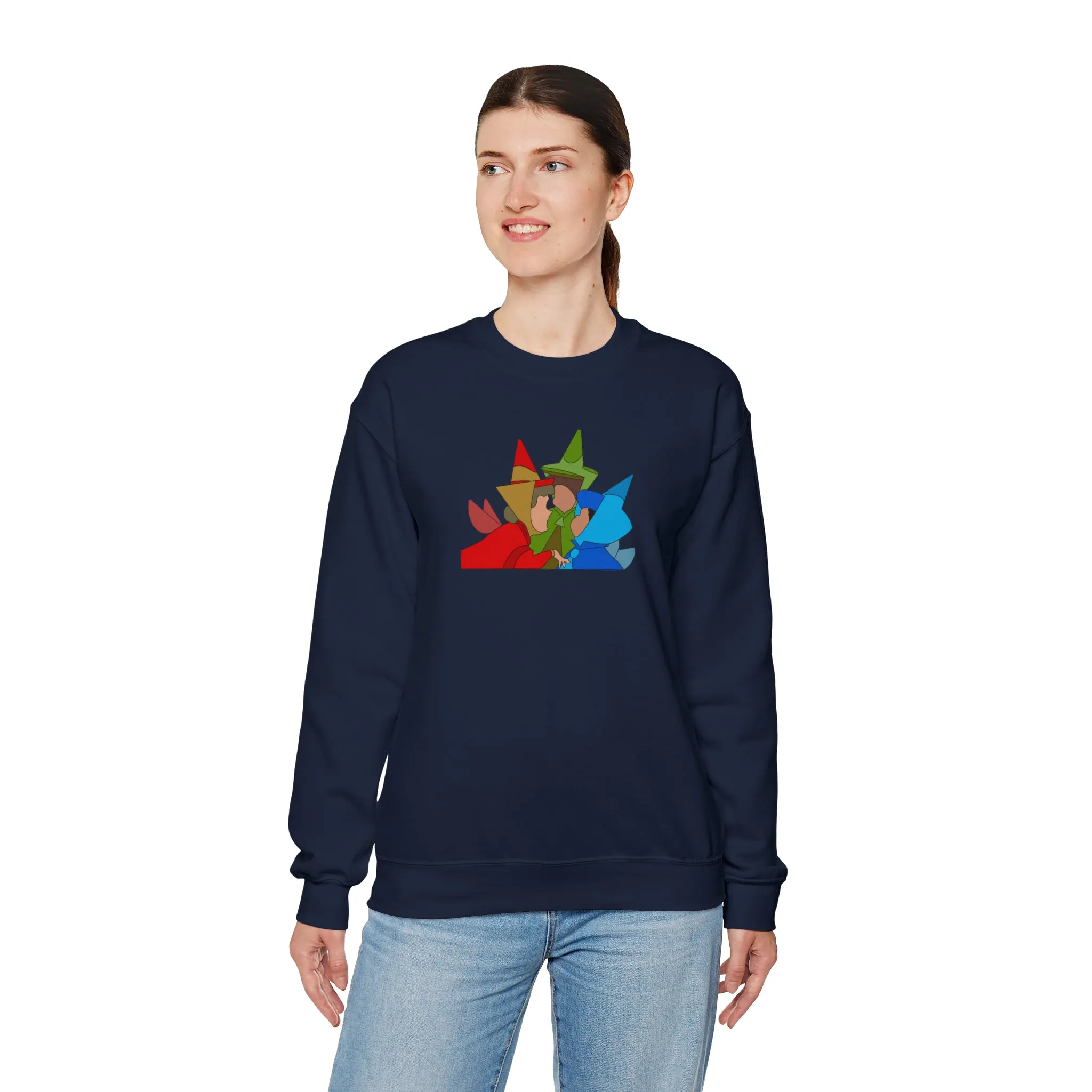 Sleeping Beauty Fairies Flora Fauna and Merryweather Unisex Heavy Blend™ Crewneck Sweatshirt