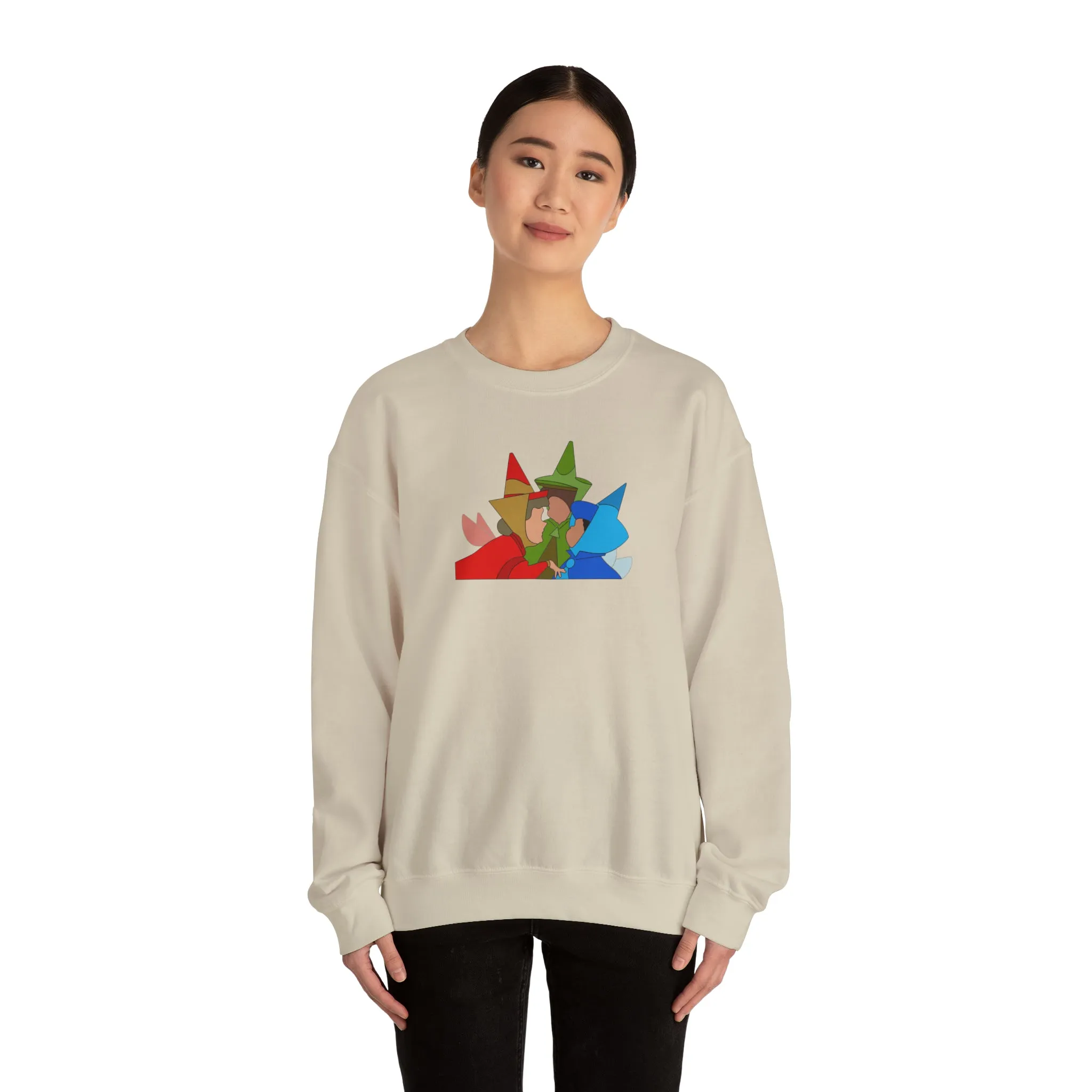 Sleeping Beauty Fairies Flora Fauna and Merryweather Unisex Heavy Blend™ Crewneck Sweatshirt