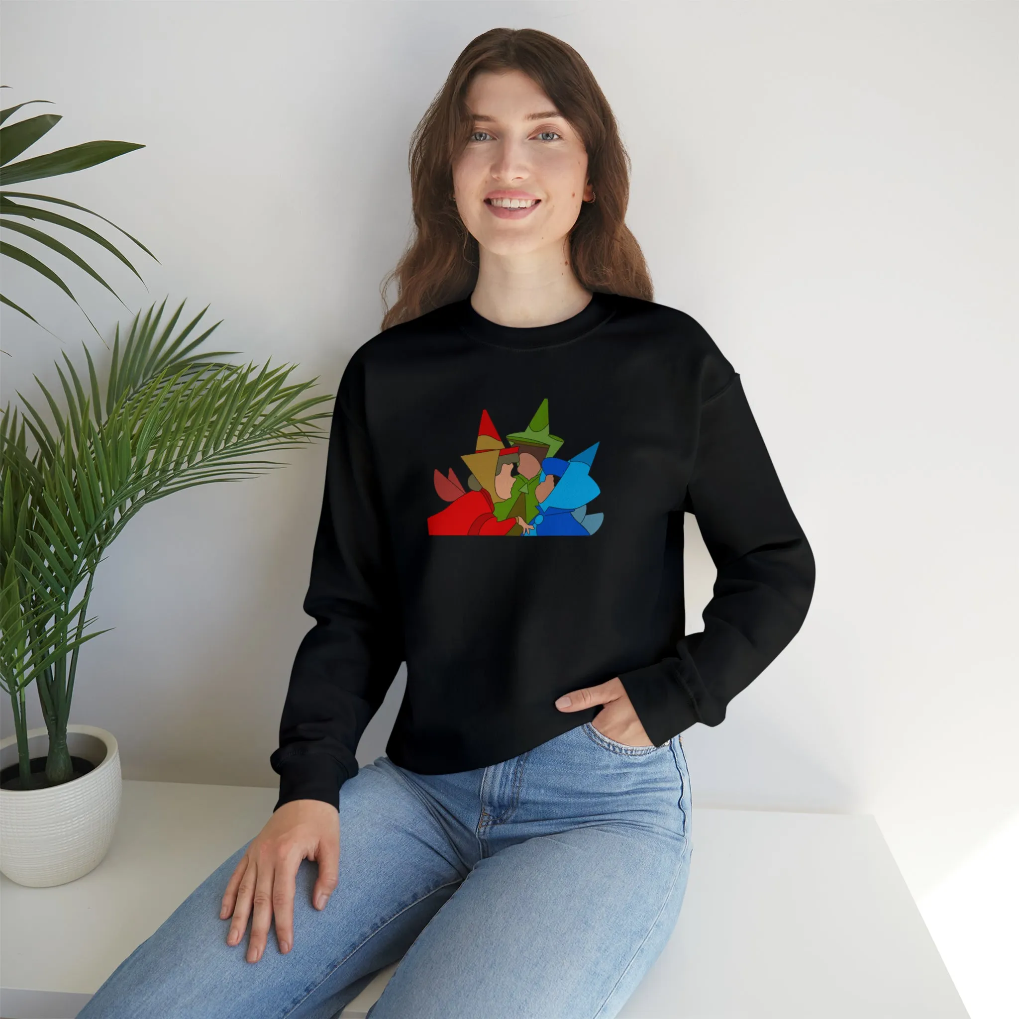 Sleeping Beauty Fairies Flora Fauna and Merryweather Unisex Heavy Blend™ Crewneck Sweatshirt