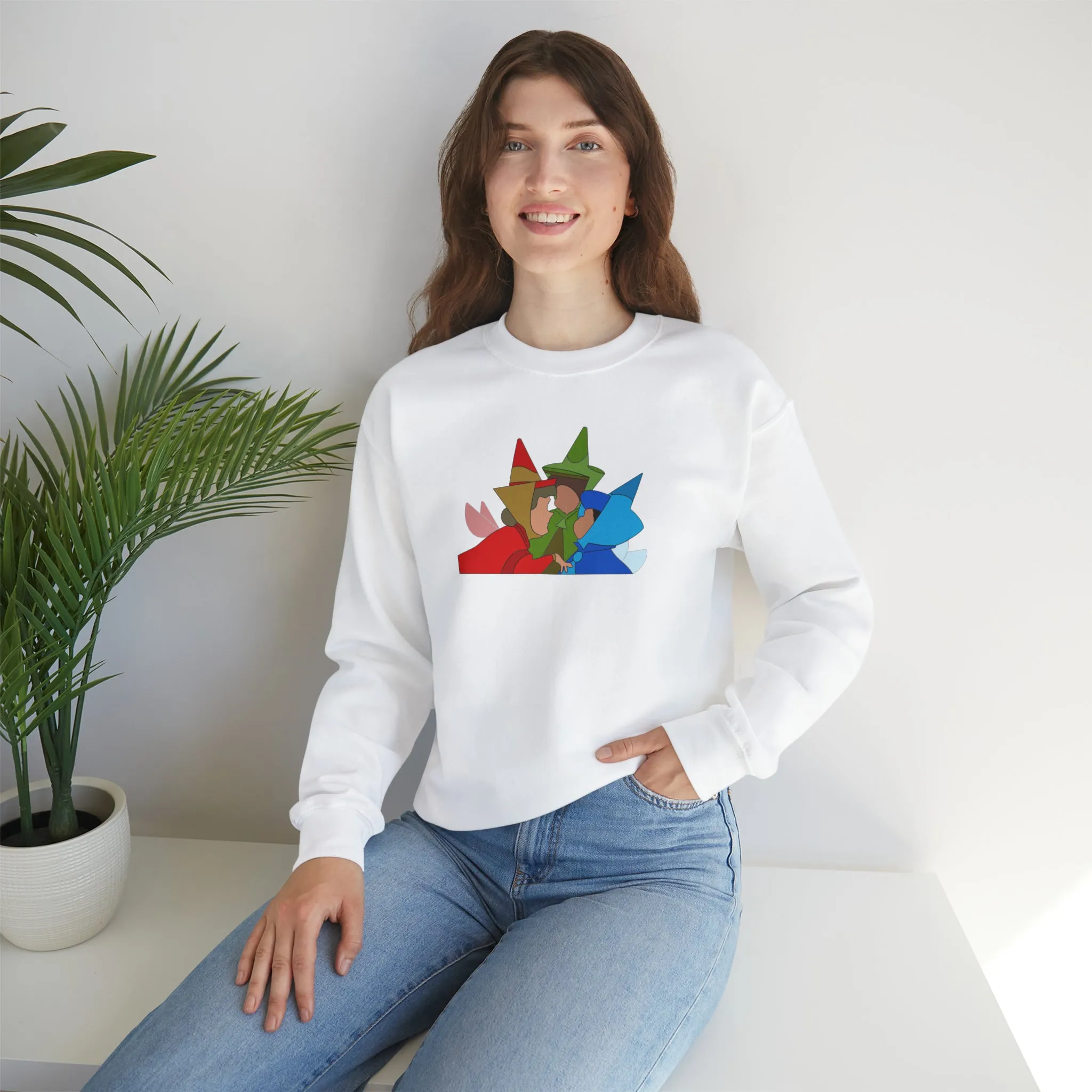 Sleeping Beauty Fairies Flora Fauna and Merryweather Unisex Heavy Blend™ Crewneck Sweatshirt