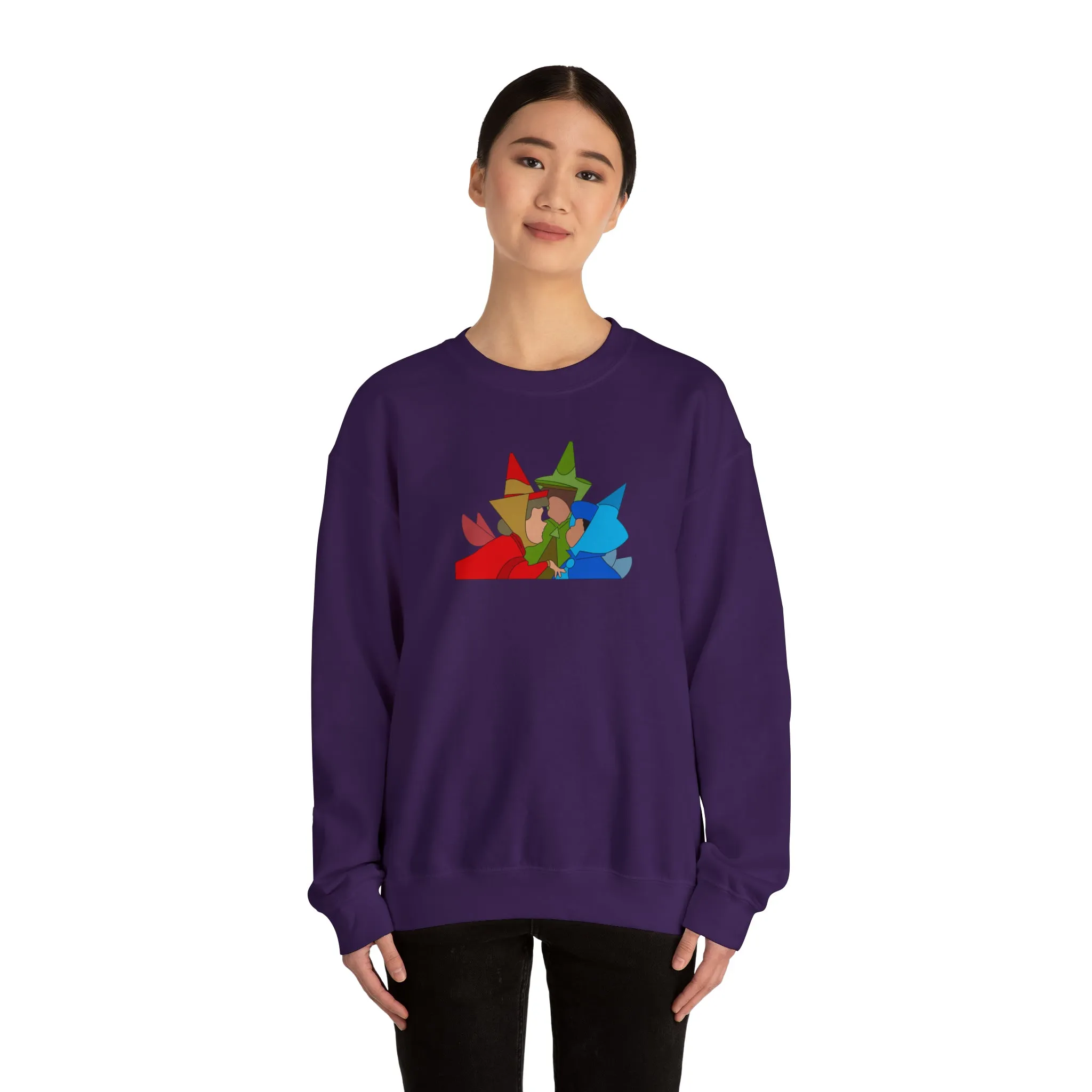 Sleeping Beauty Fairies Flora Fauna and Merryweather Unisex Heavy Blend™ Crewneck Sweatshirt