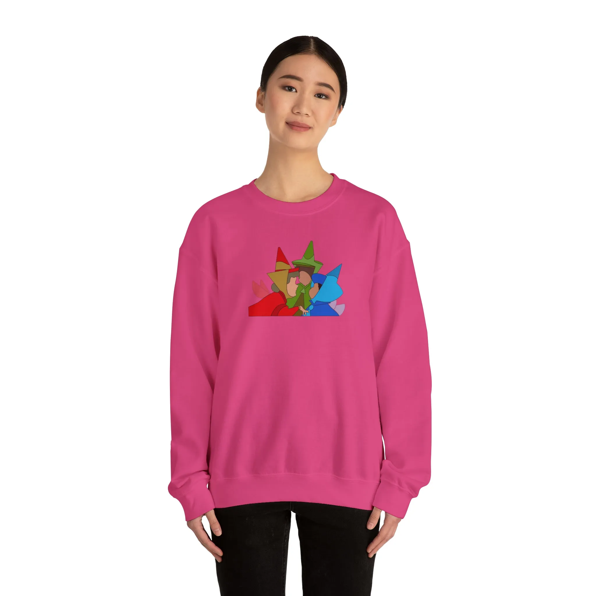 Sleeping Beauty Fairies Flora Fauna and Merryweather Unisex Heavy Blend™ Crewneck Sweatshirt