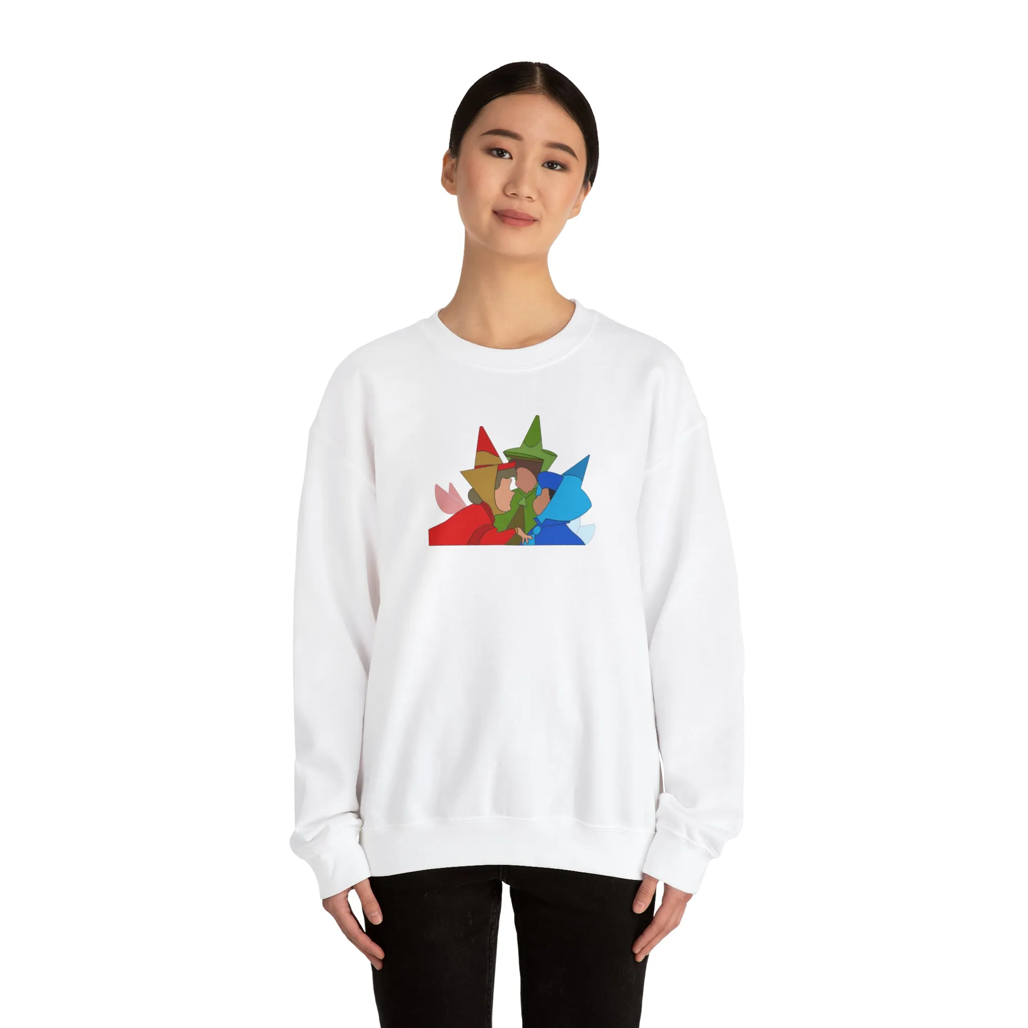 Sleeping Beauty Fairies Flora Fauna and Merryweather Unisex Heavy Blend™ Crewneck Sweatshirt