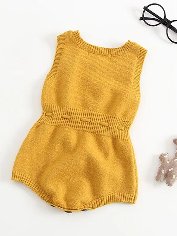 Solid Color Woolen Yarn Baby Onesies Cute Knitted Romper Bodysuit