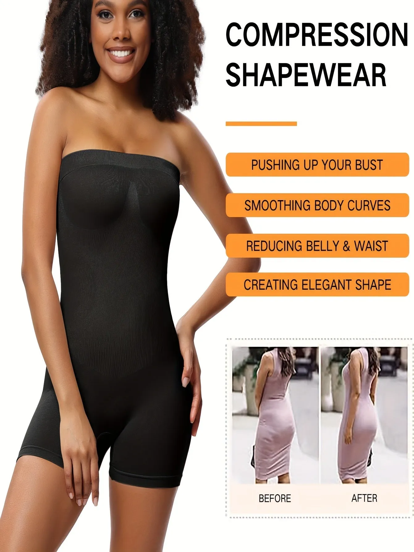 Solid Shapewear Lounge Romper, Tummy Control Butt Lifting Slim Fit Tube Romper, Women's Loungewear