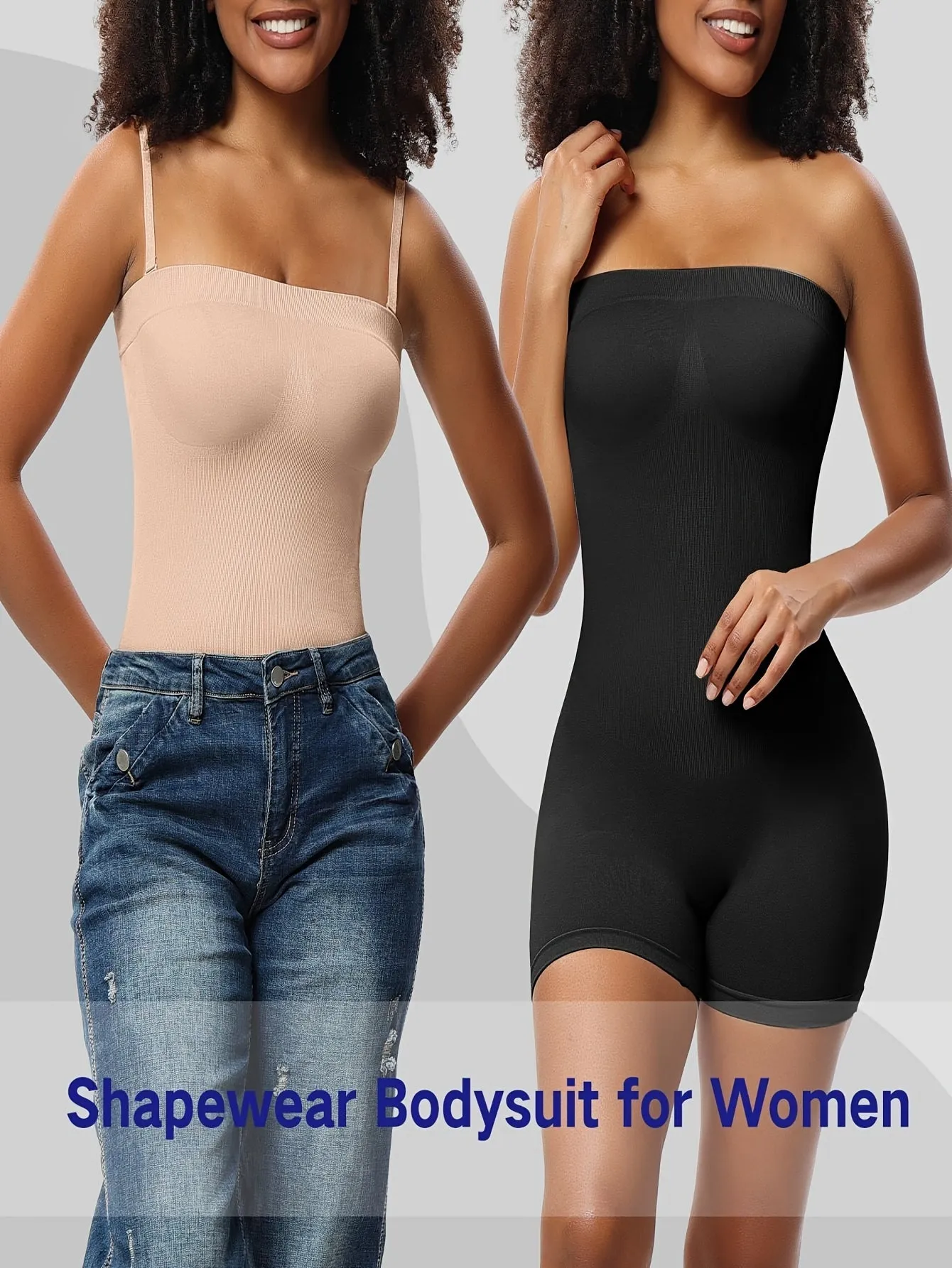 Solid Shapewear Lounge Romper, Tummy Control Butt Lifting Slim Fit Tube Romper, Women's Loungewear