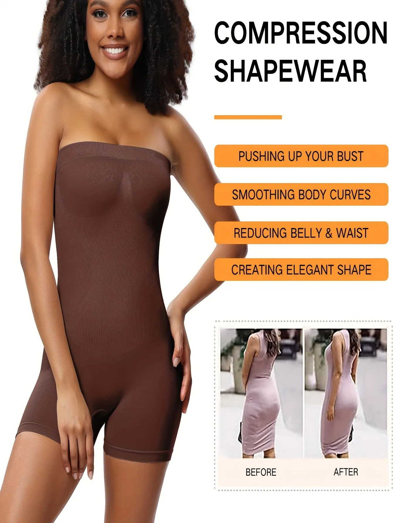 Solid Shapewear Lounge Romper, Tummy Control Butt Lifting Slim Fit Tube Romper, Women's Loungewear