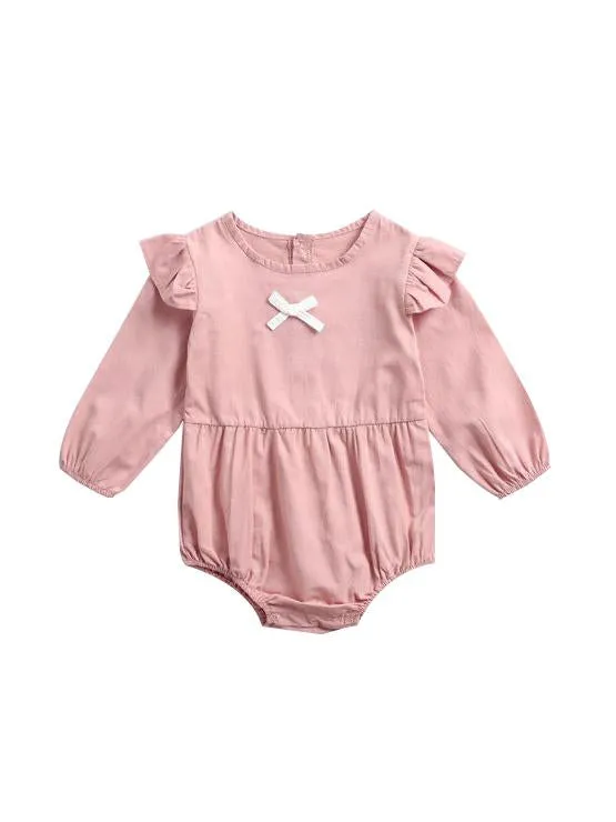 Spring Fall Ruffled Long Sleeve Infant Toddler Girls Romper