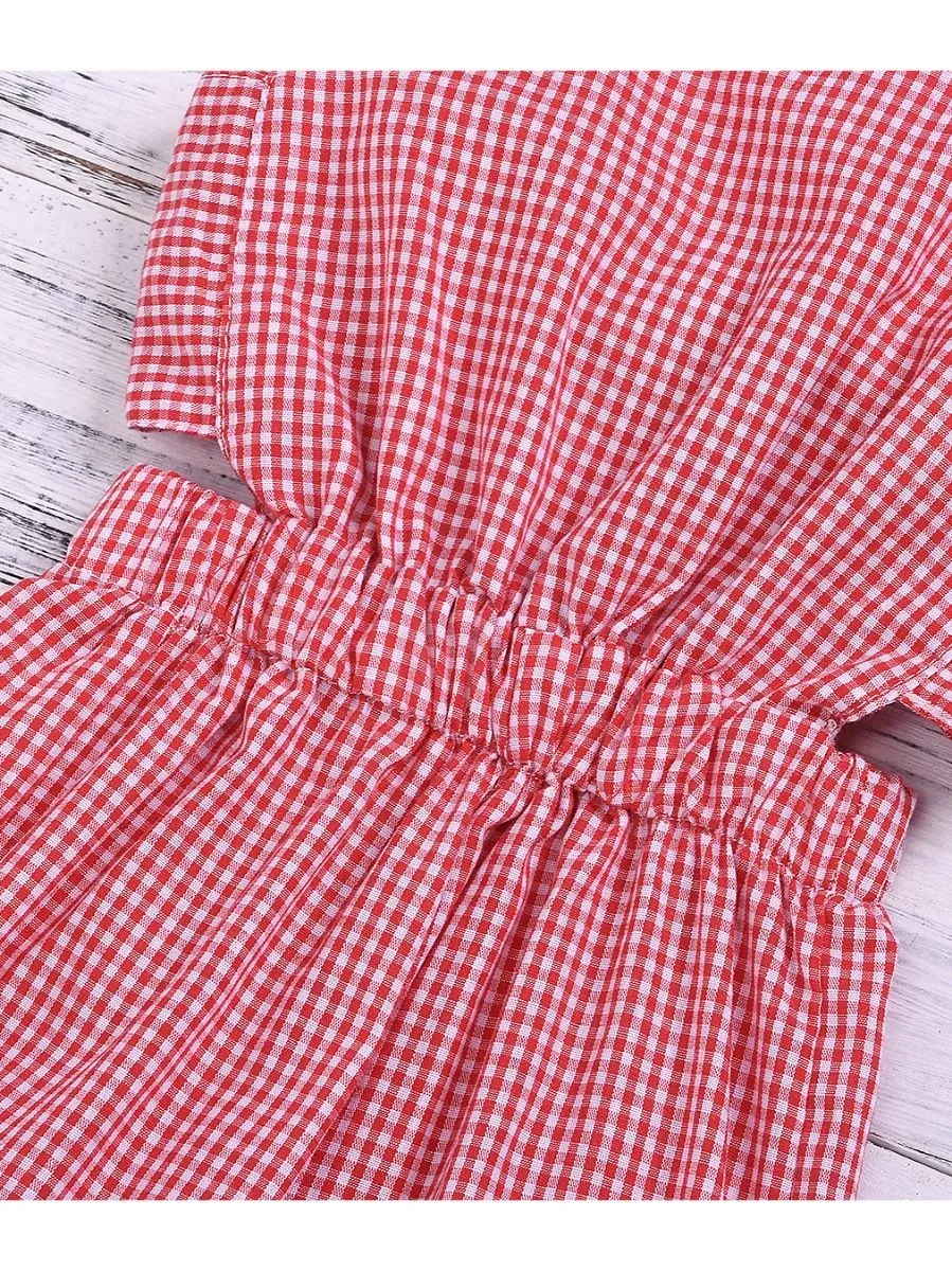 Stylish Plaid Baby Girl Tank Jumpsuit Overall