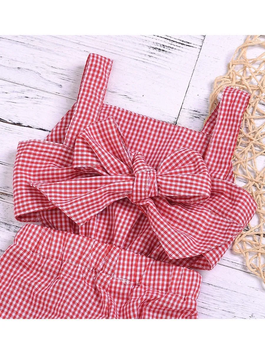 Stylish Plaid Baby Girl Tank Jumpsuit Overall