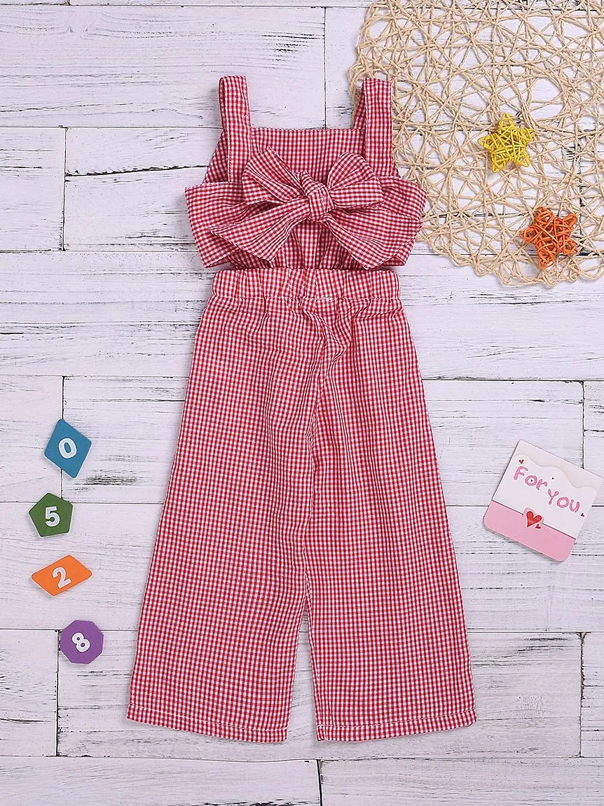 Stylish Plaid Baby Girl Tank Jumpsuit Overall