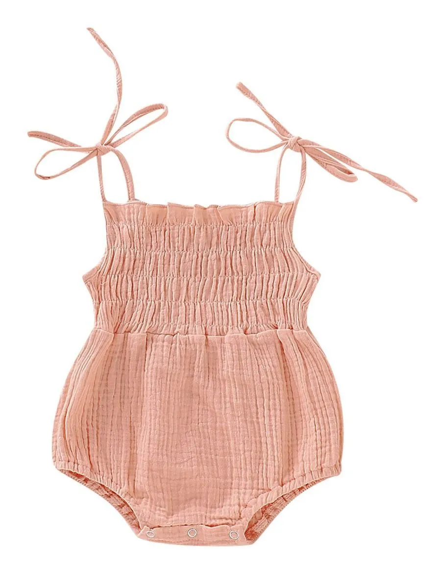 Summer Baby Tie Muslin Romper Onesie