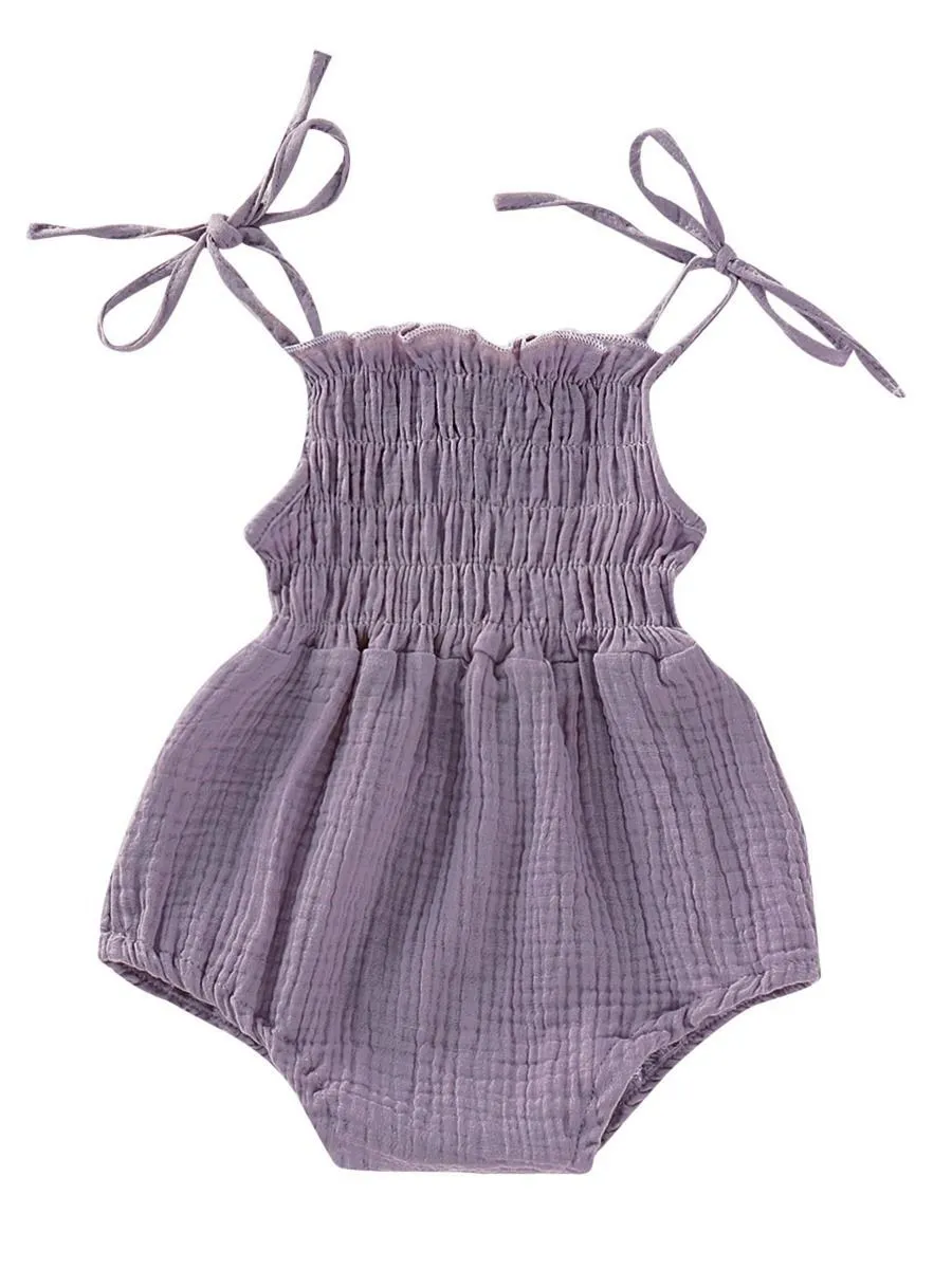 Summer Baby Tie Muslin Romper Onesie