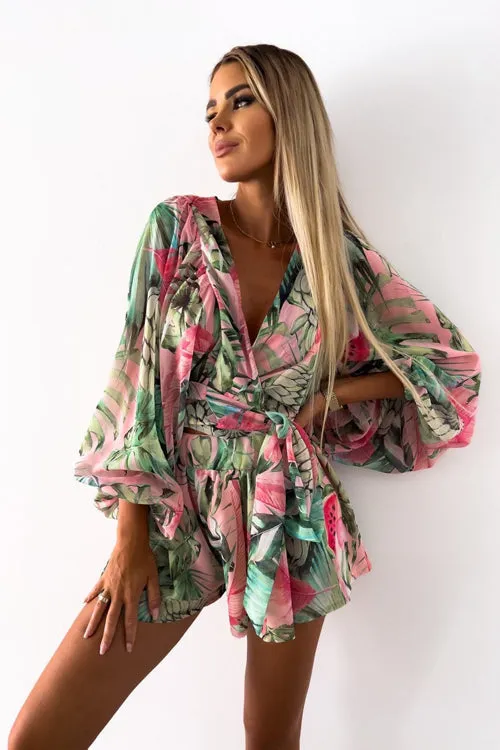 Sunny Days Ahead Printed Wrap Romper - 4 Colors