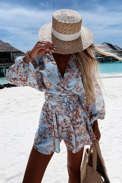 Sunny Days Ahead Printed Wrap Romper - 4 Colors