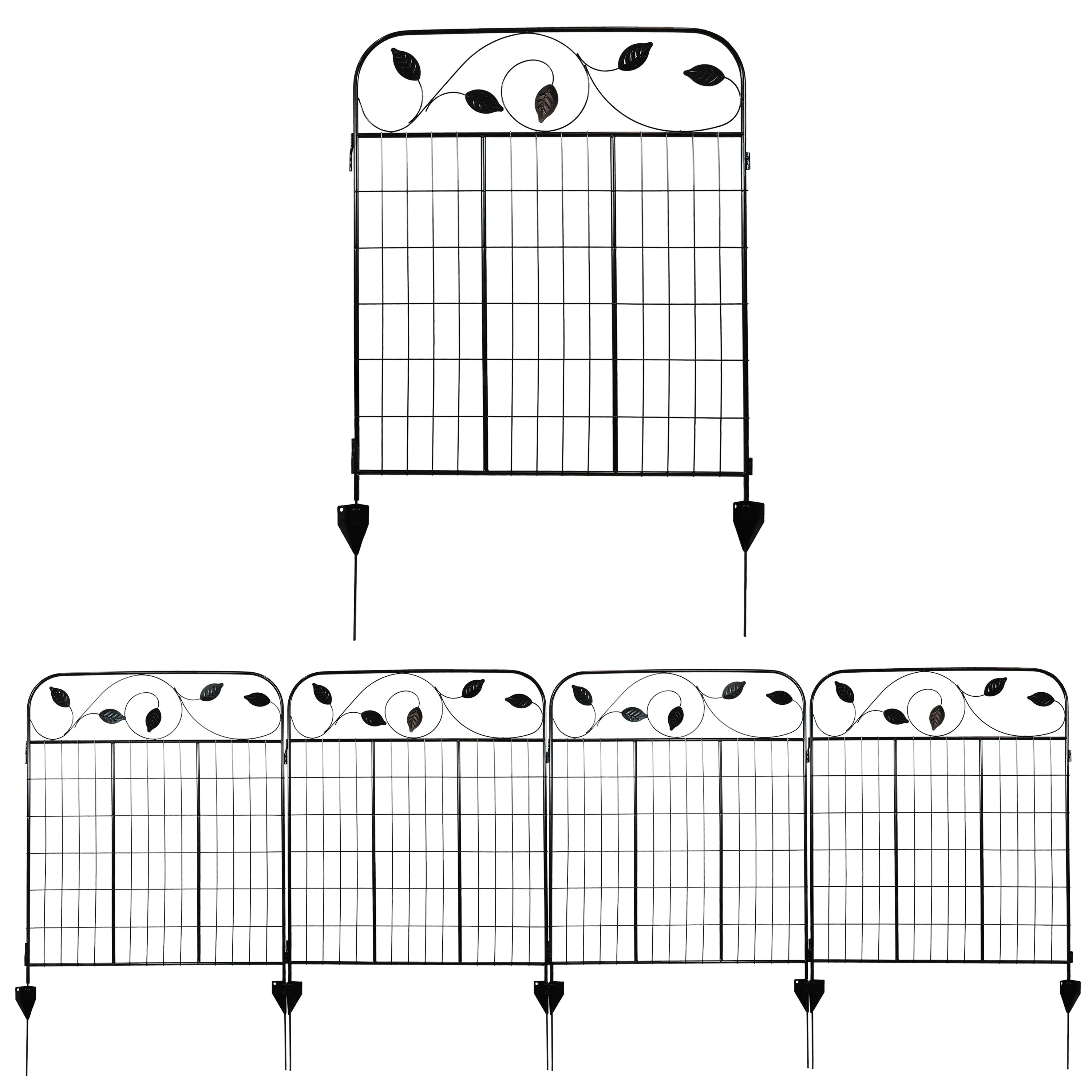 Sunnydaze 4-Piece Winding Vines Garden Fence Panels - 10' Overall