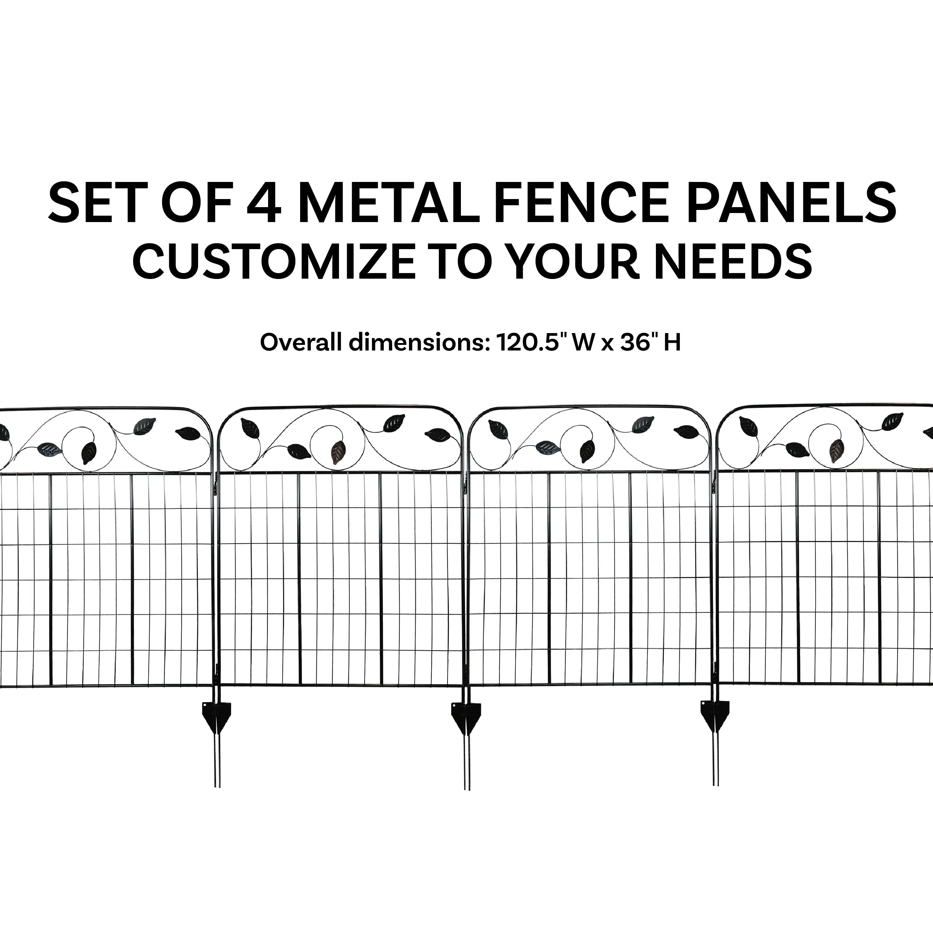 Sunnydaze 4-Piece Winding Vines Garden Fence Panels - 10' Overall