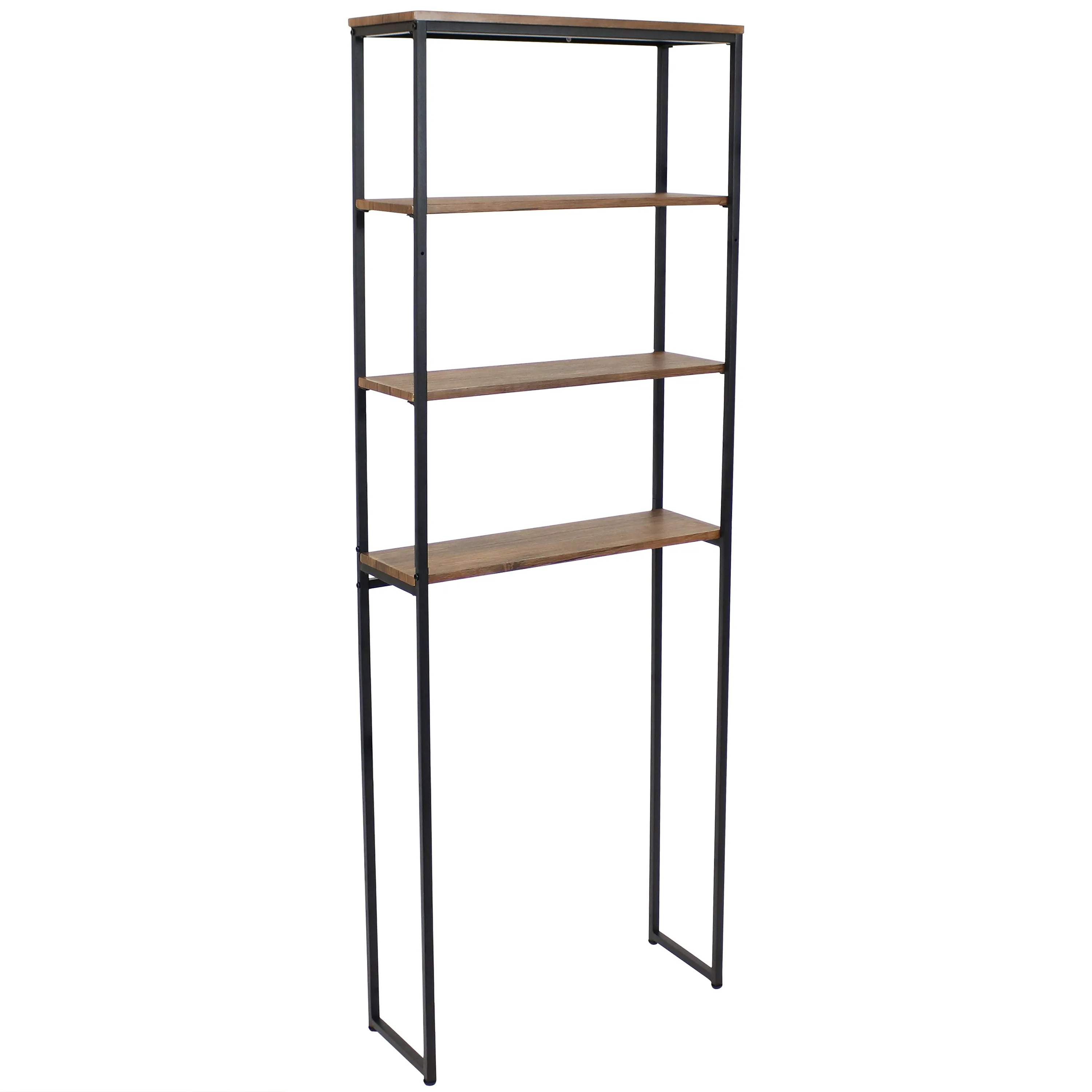 Sunnydaze 4-Tier Black Over-the-Toilet Storage Shelf - 69"