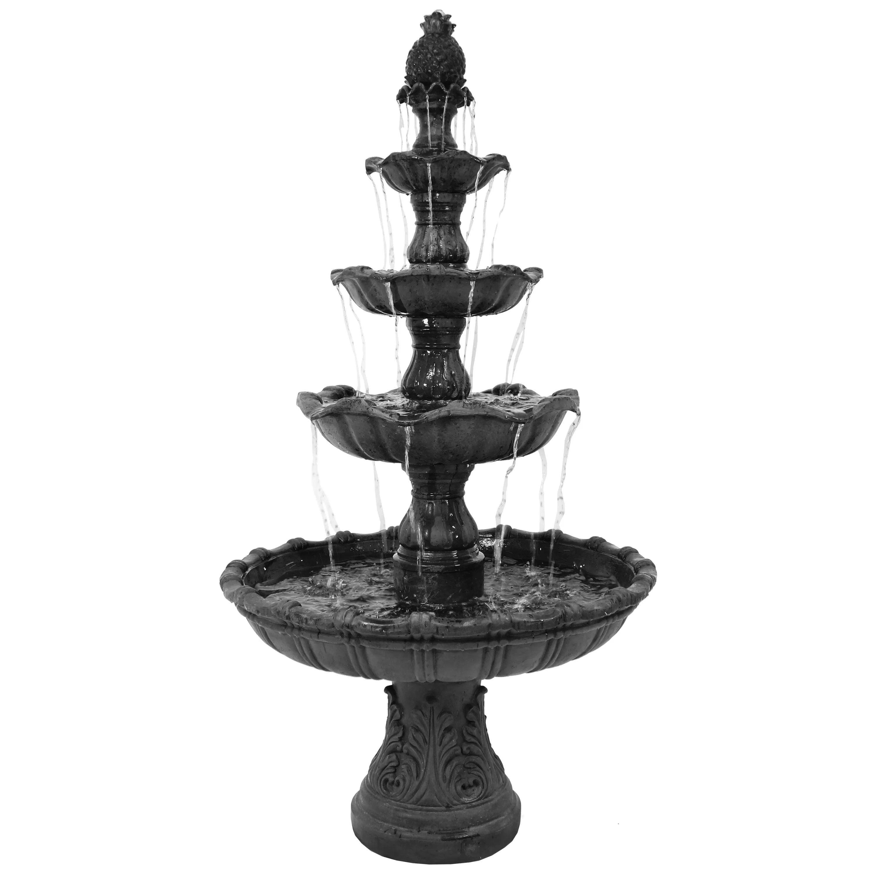 Sunnydaze 4-Tier Grand Courtyard Outdoor Water Fountain - 80" H