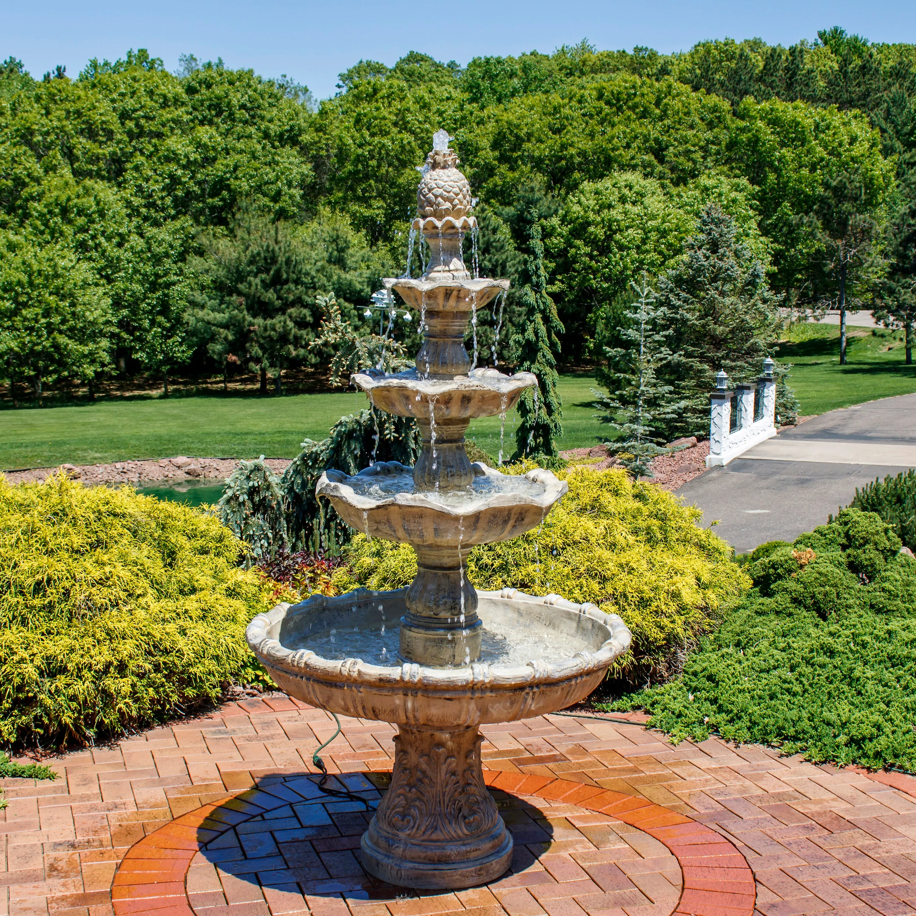 Sunnydaze 4-Tier Grand Courtyard Outdoor Water Fountain - 80" H