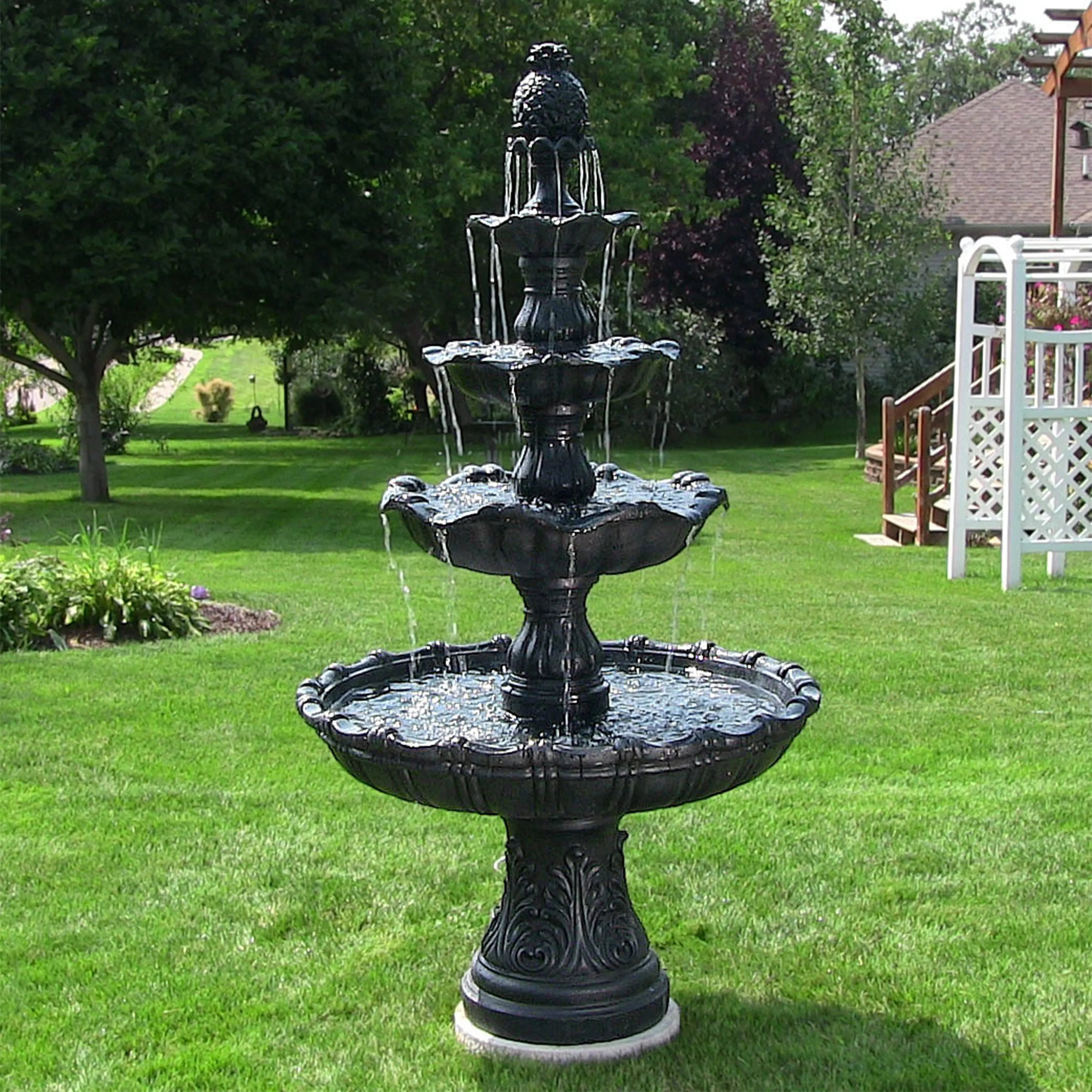 Sunnydaze 4-Tier Grand Courtyard Outdoor Water Fountain - 80" H