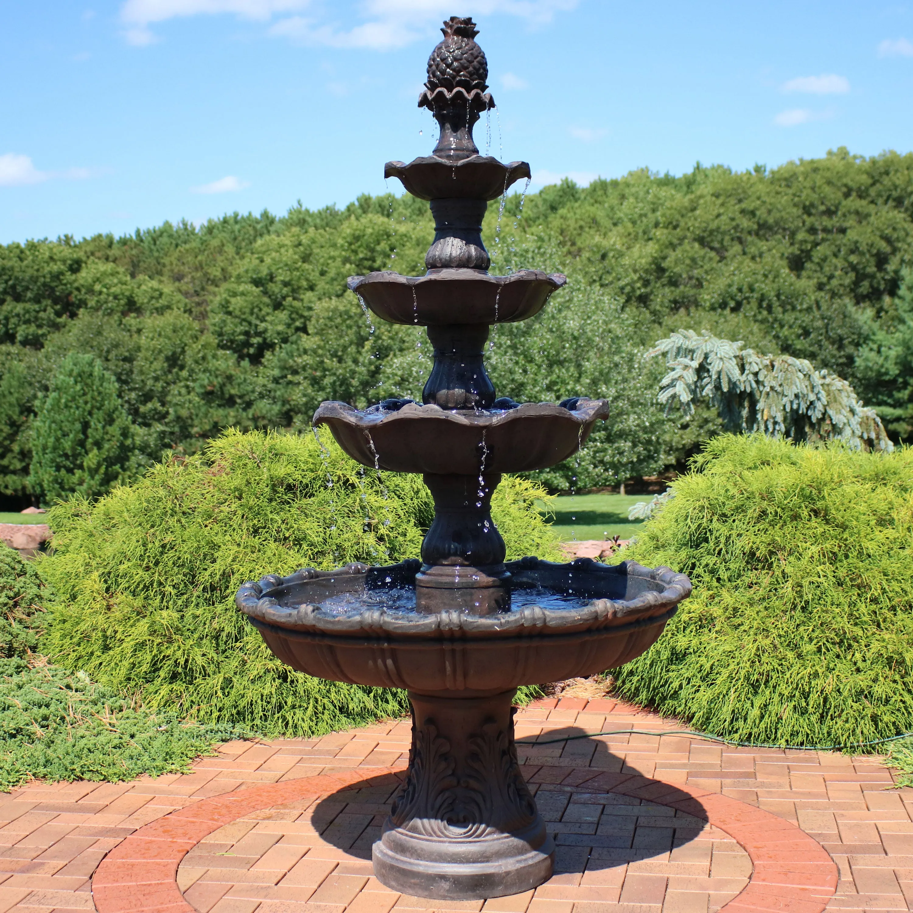 Sunnydaze 4-Tier Grand Courtyard Outdoor Water Fountain - 80" H