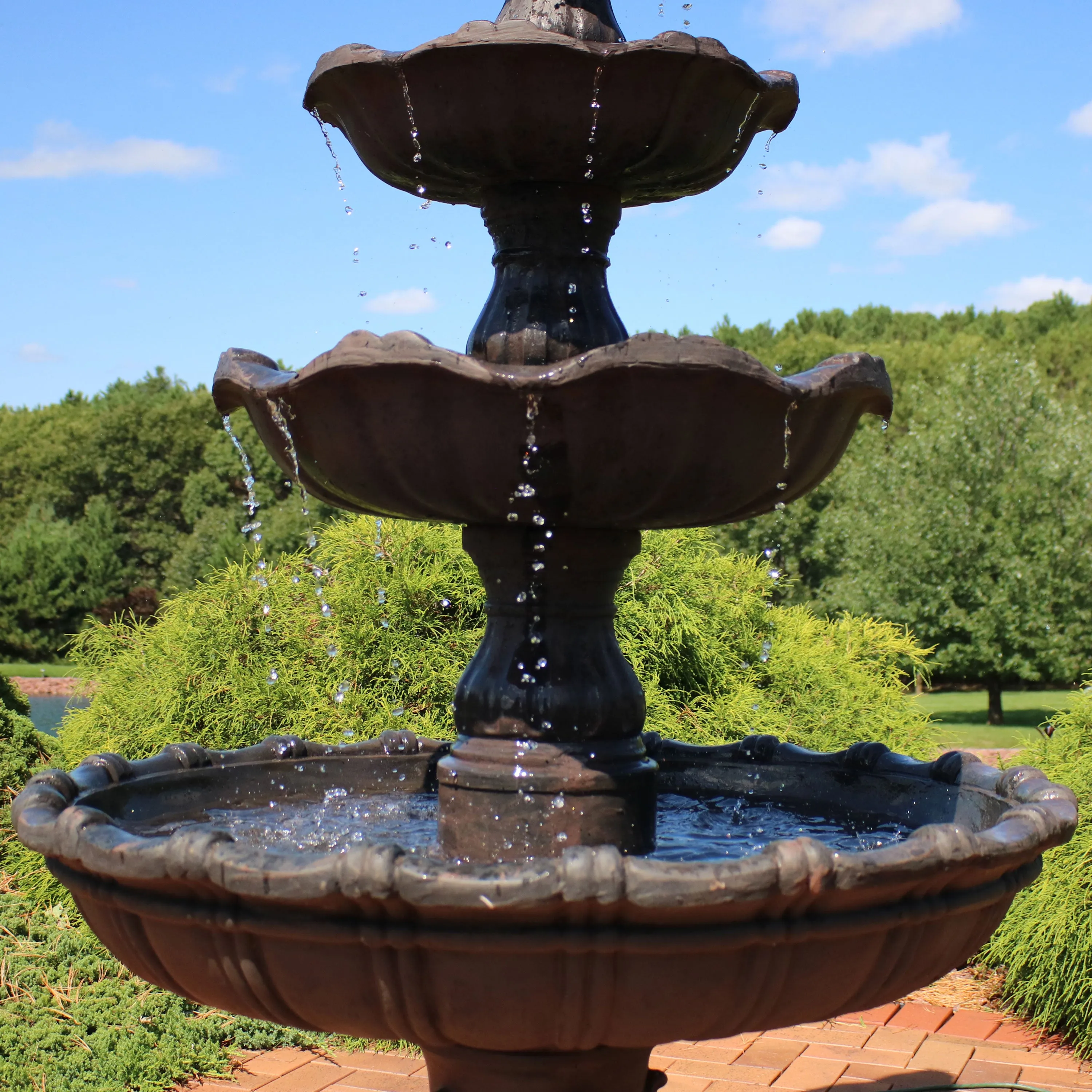 Sunnydaze 4-Tier Grand Courtyard Outdoor Water Fountain - 80" H