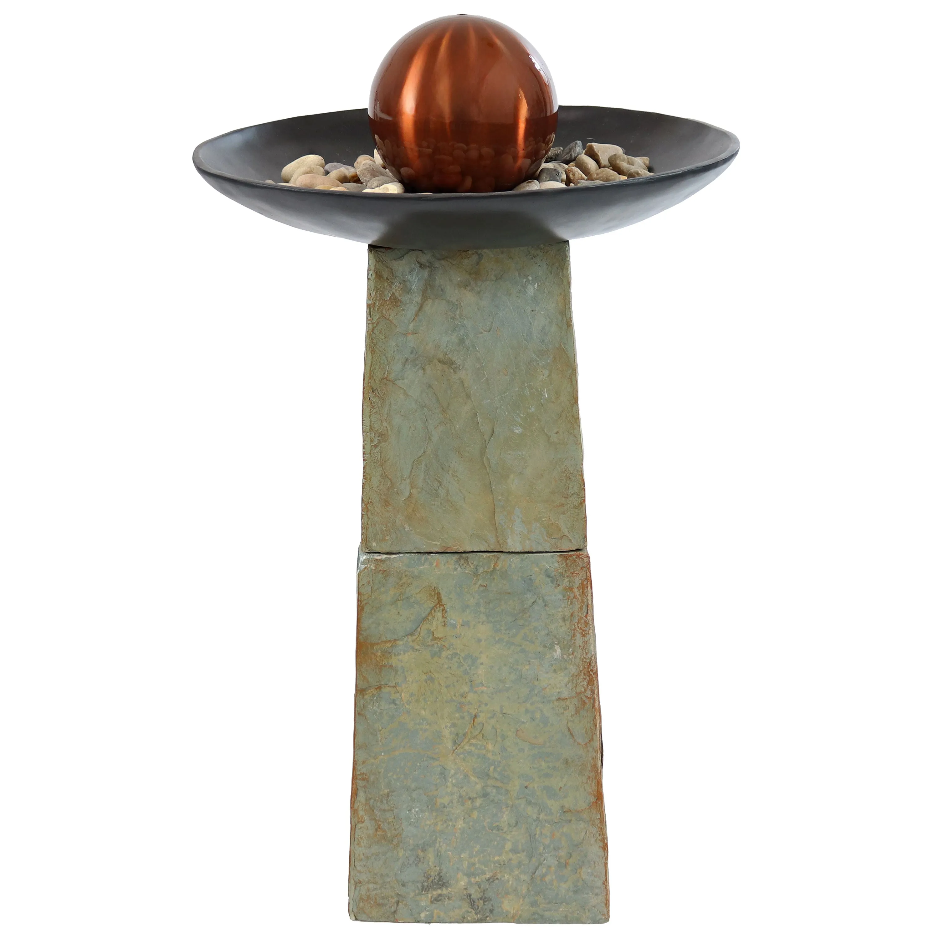 Sunnydaze Decorative Orb Slate Outdoor Water Fountain - 38" H