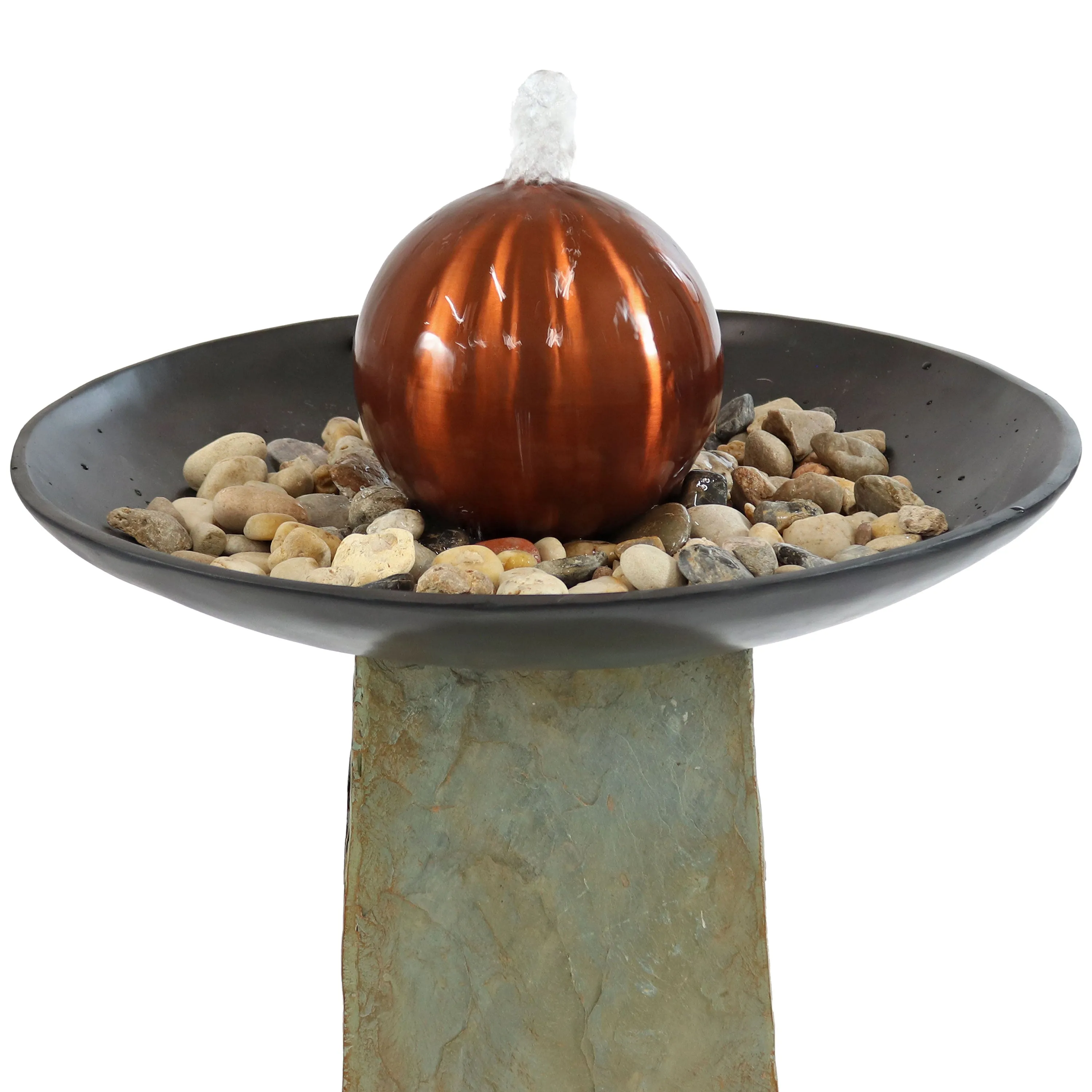 Sunnydaze Decorative Orb Slate Outdoor Water Fountain - 38" H