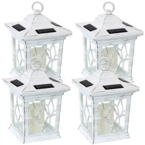 Sunnydaze Lucien Outdoor Decorative Solar LED Candle Lantern - White - Set of 4