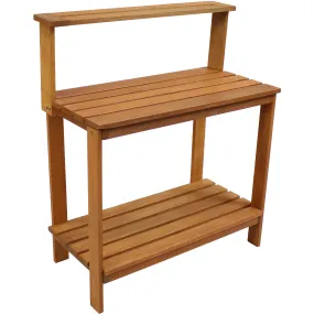 Sunnydaze Meranti Wood Outdoor Potting Bench with Teak Oil Finish - 42"