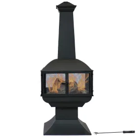 Sunnydaze Outdoor Wood-Burning Black Steel Chiminea - 57"