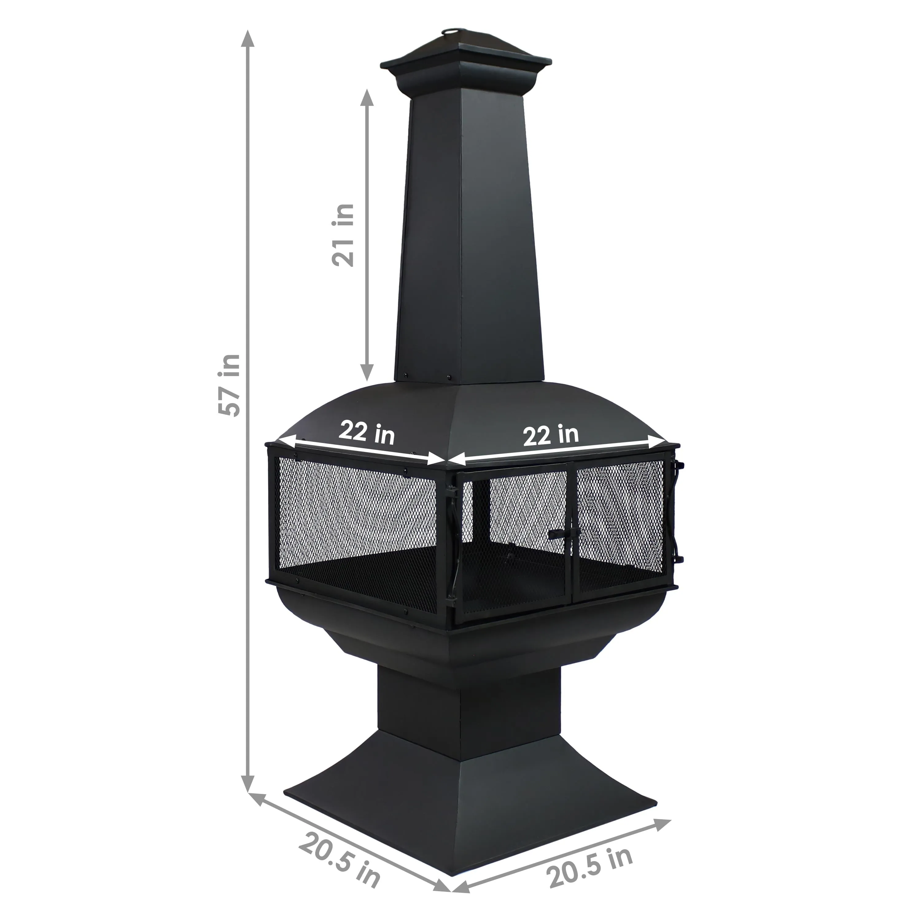 Sunnydaze Outdoor Wood-Burning Black Steel Chiminea - 57"