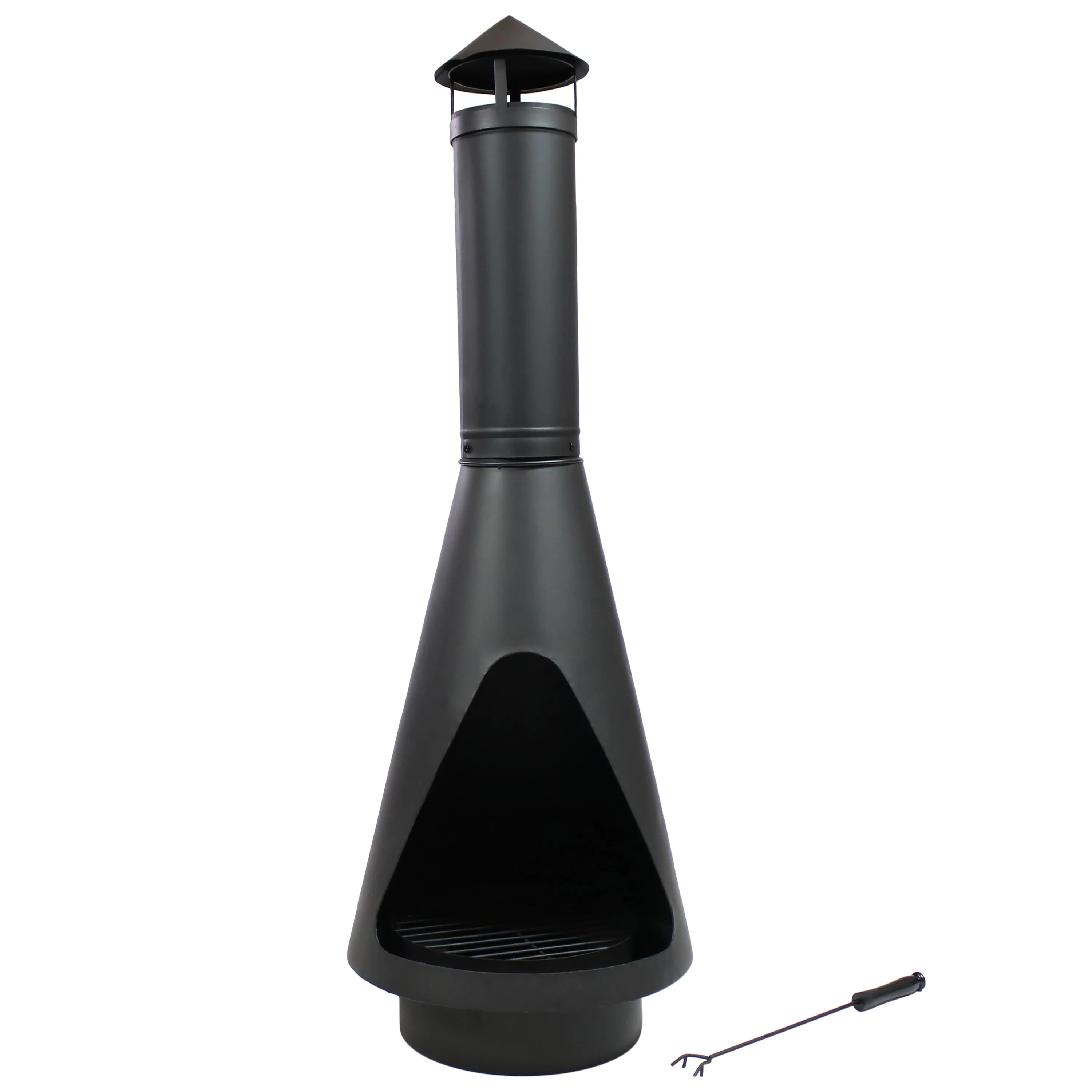 Sunnydaze Outdoor Wood-Burning Open-Access Chiminea with Poker - 56"