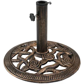 Sunnydaze Rose Blossom Cast Iron Patio Umbrella Base - 16" Diameter