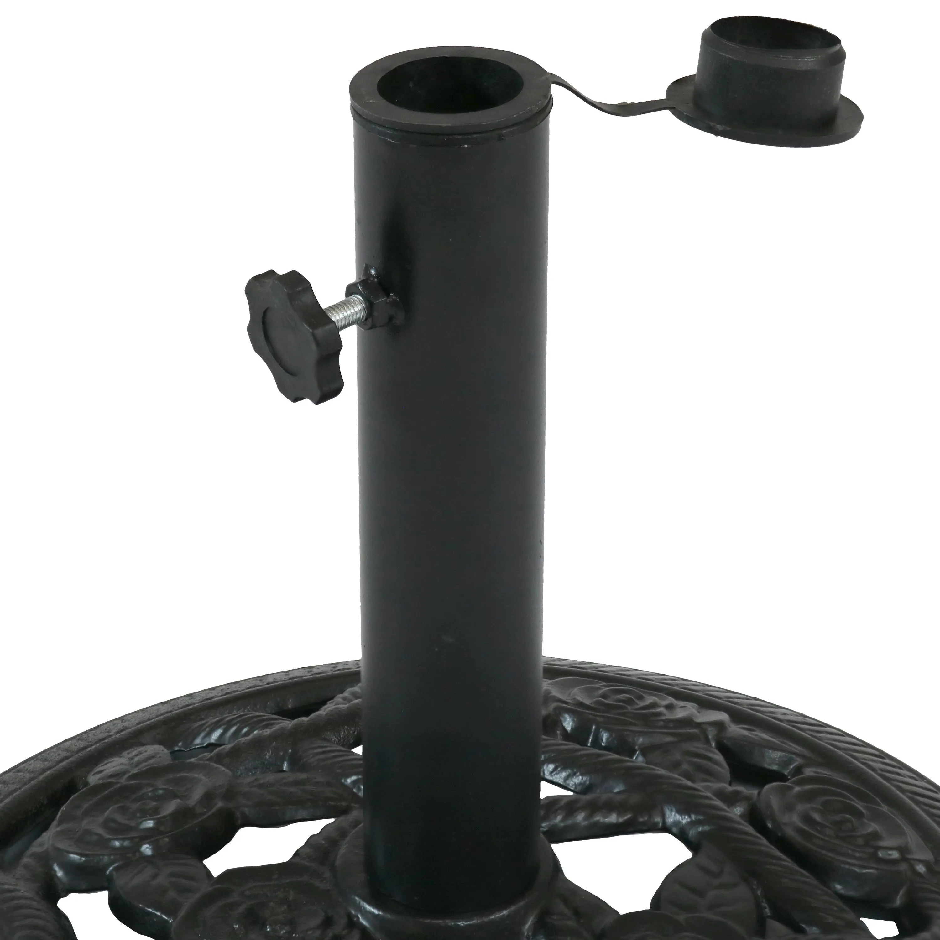 Sunnydaze Rose Blossom Cast Iron Patio Umbrella Base - 16" Diameter