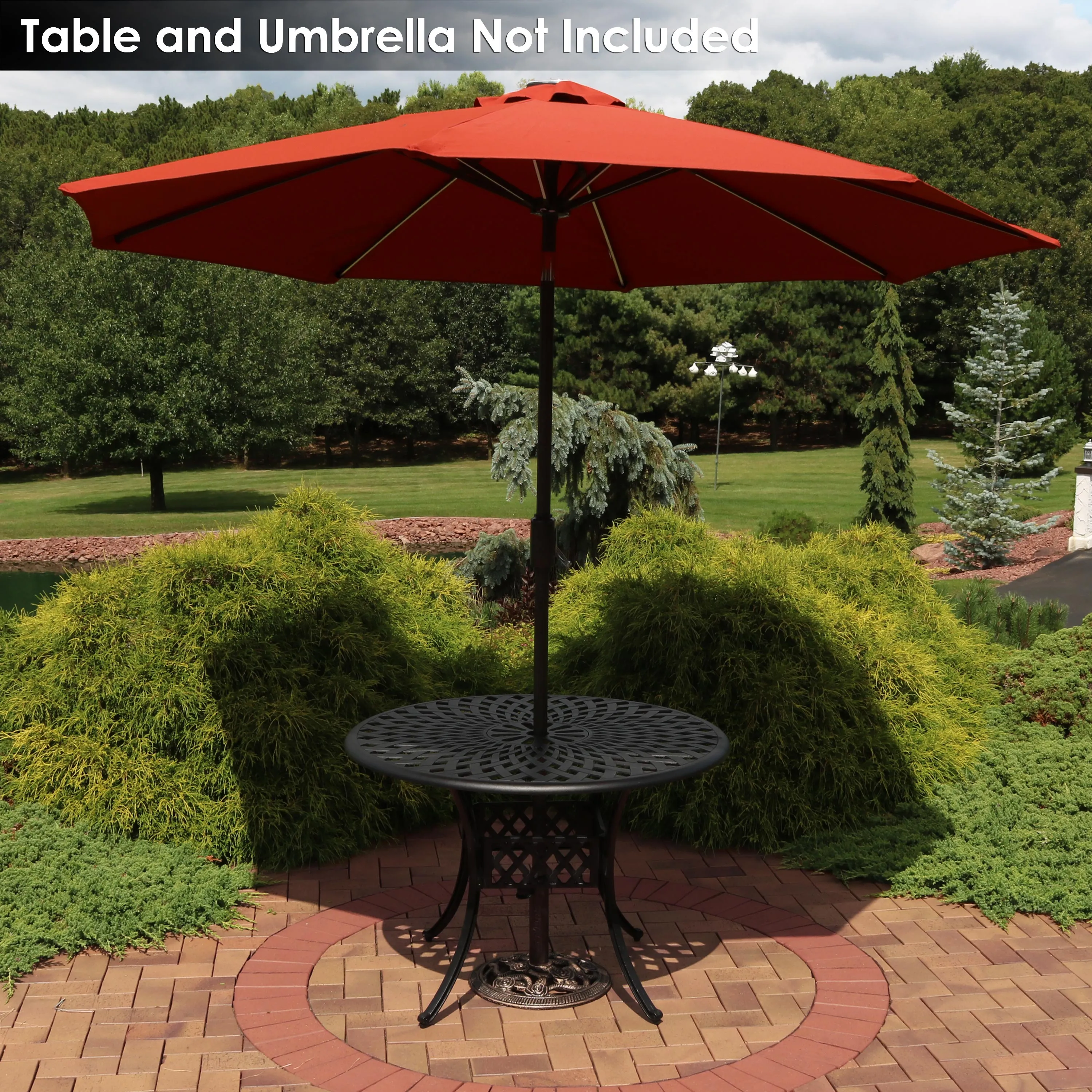 Sunnydaze Rose Blossom Cast Iron Patio Umbrella Base - 16" Diameter