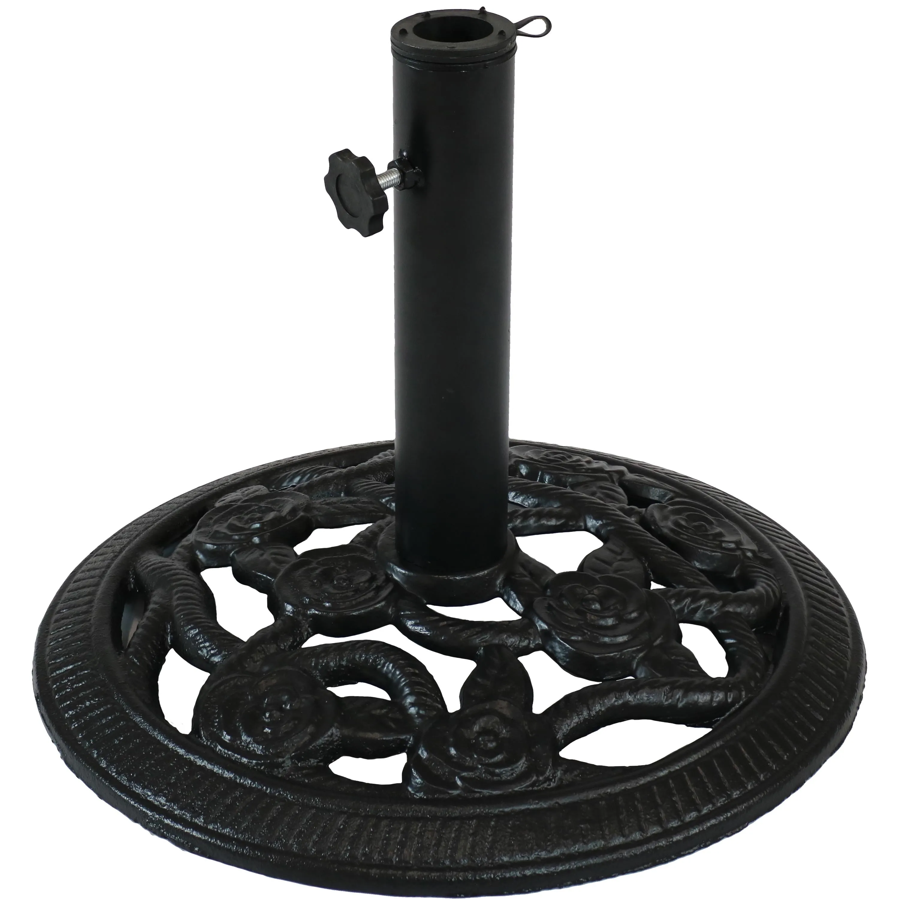 Sunnydaze Rose Blossom Cast Iron Patio Umbrella Base - 16" Diameter