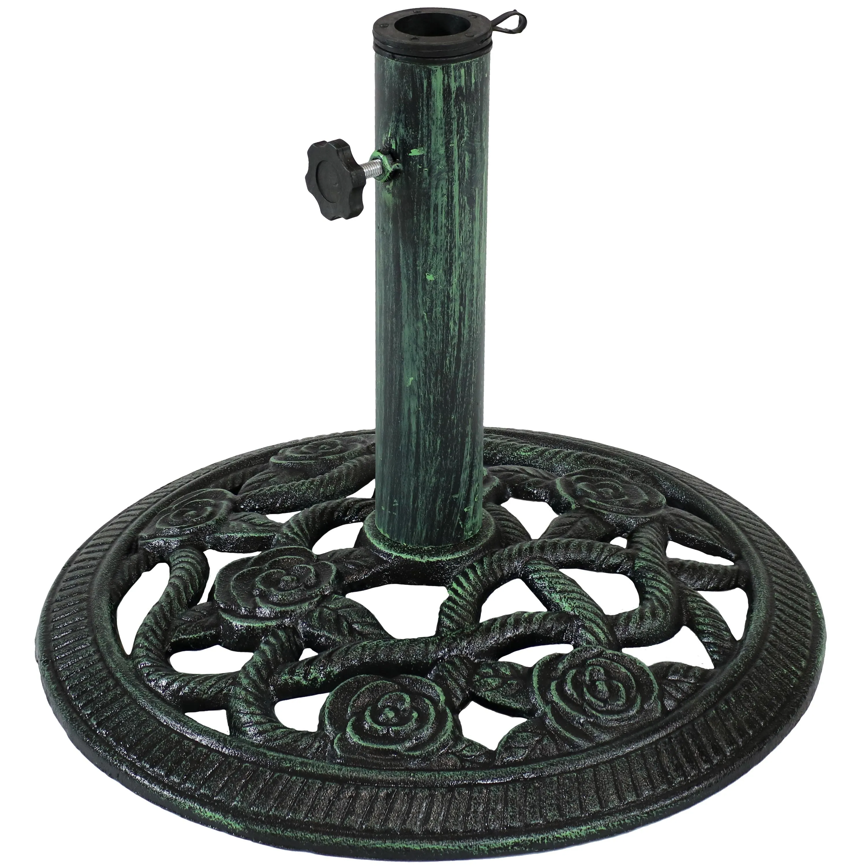 Sunnydaze Rose Blossom Cast Iron Patio Umbrella Base - 16" Diameter