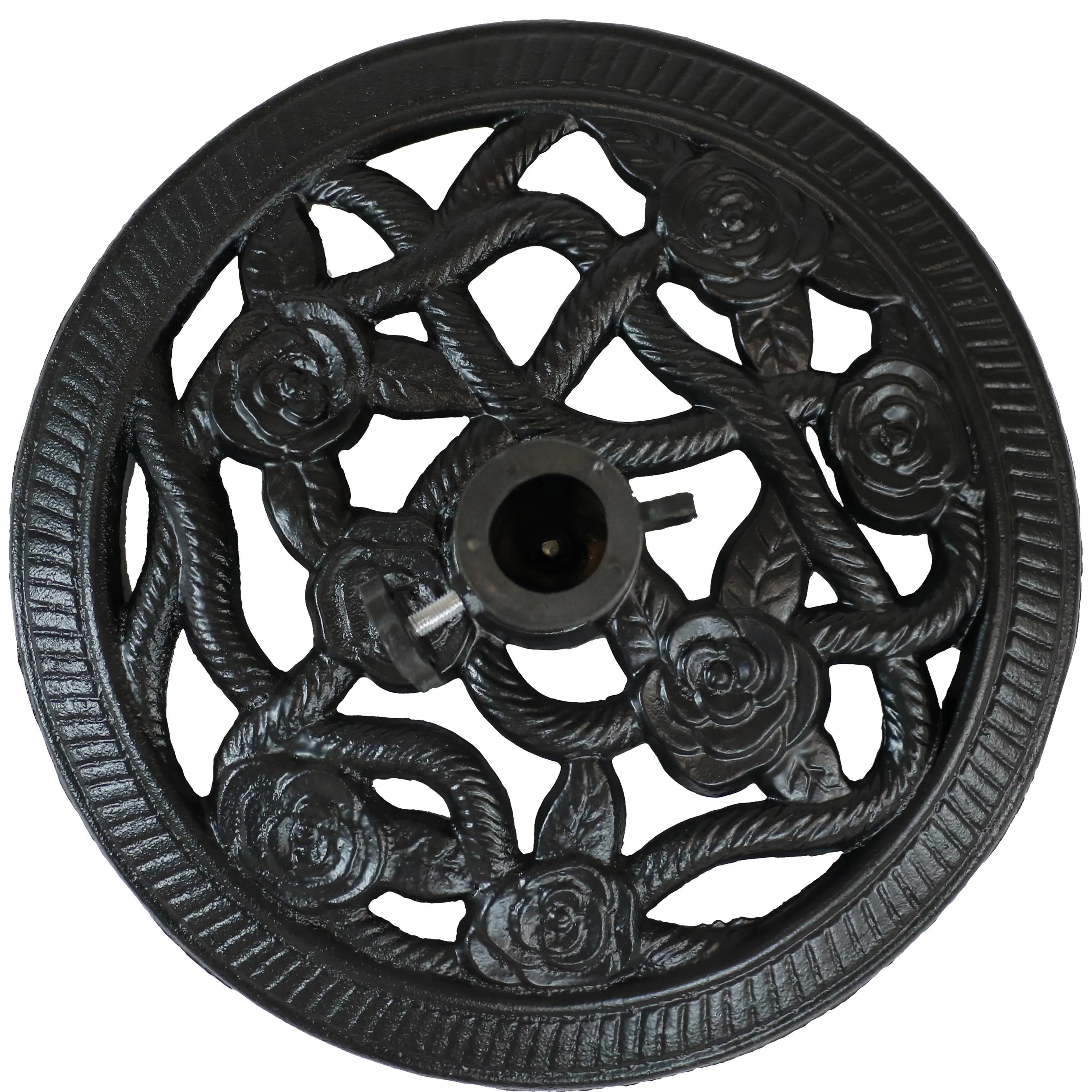 Sunnydaze Rose Blossom Cast Iron Patio Umbrella Base - 16" Diameter