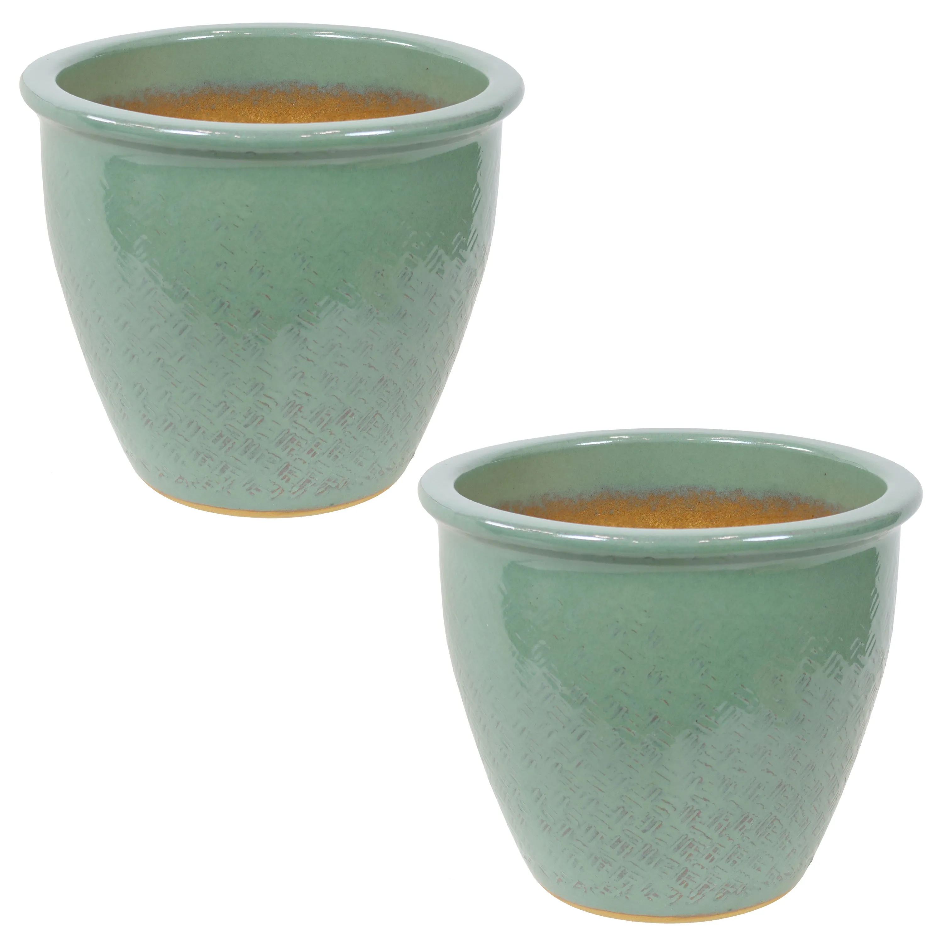 Sunnydaze Set of 2 Ocean Villa Outdoor Ceramic Planters - 11.75"