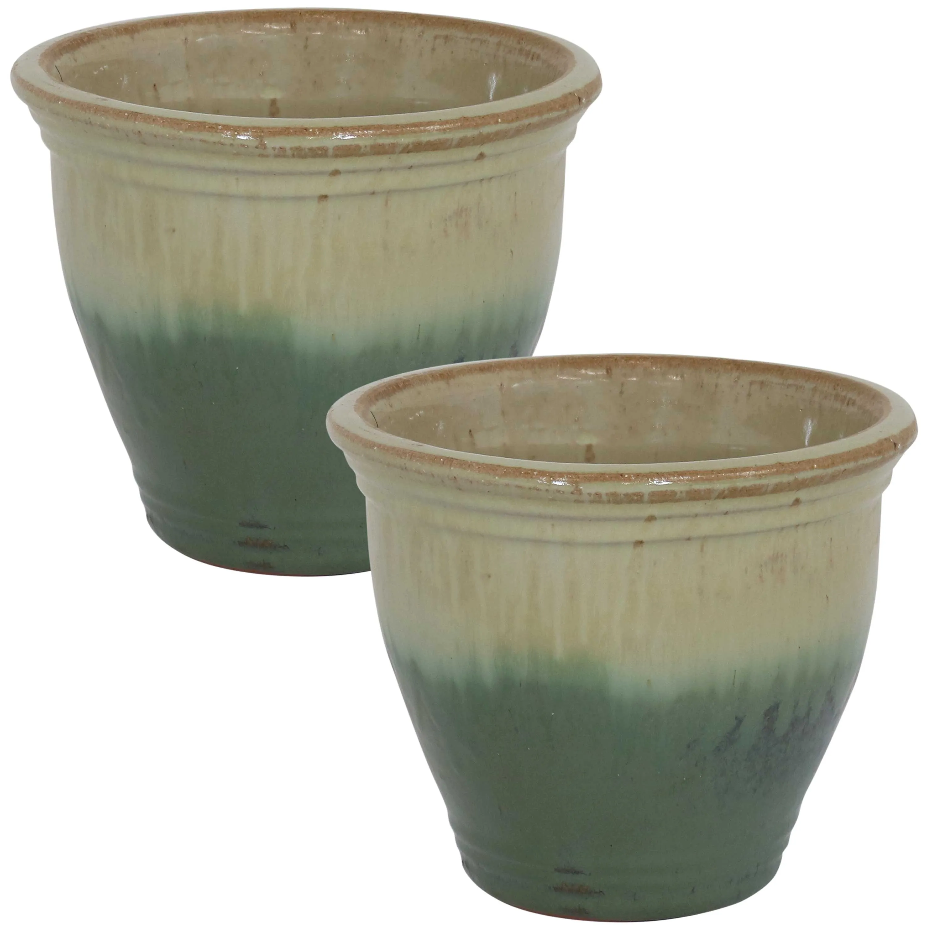 Sunnydaze Set of 2 Studio Glazed Ceramic Planters