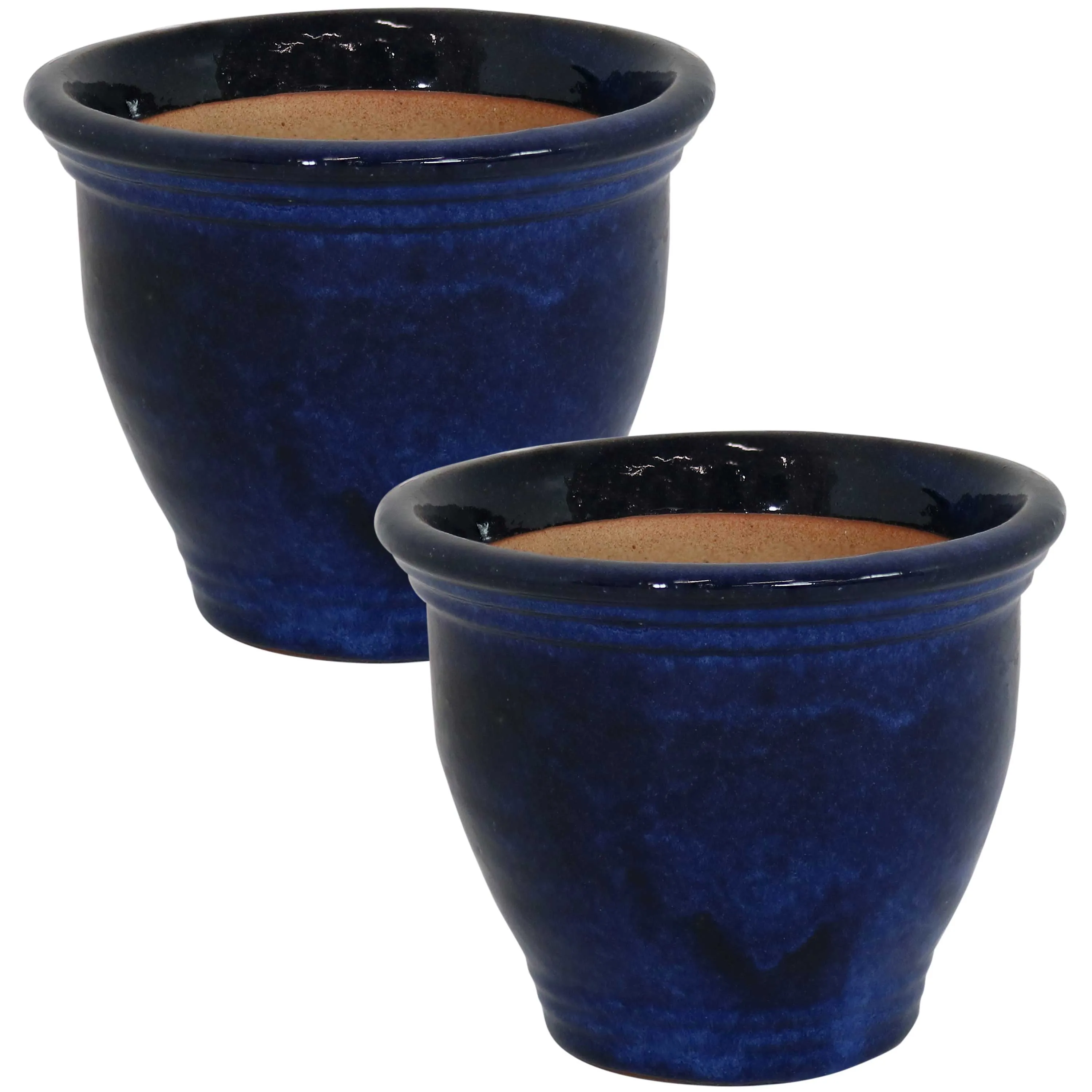 Sunnydaze Set of 2 Studio Glazed Ceramic Planters